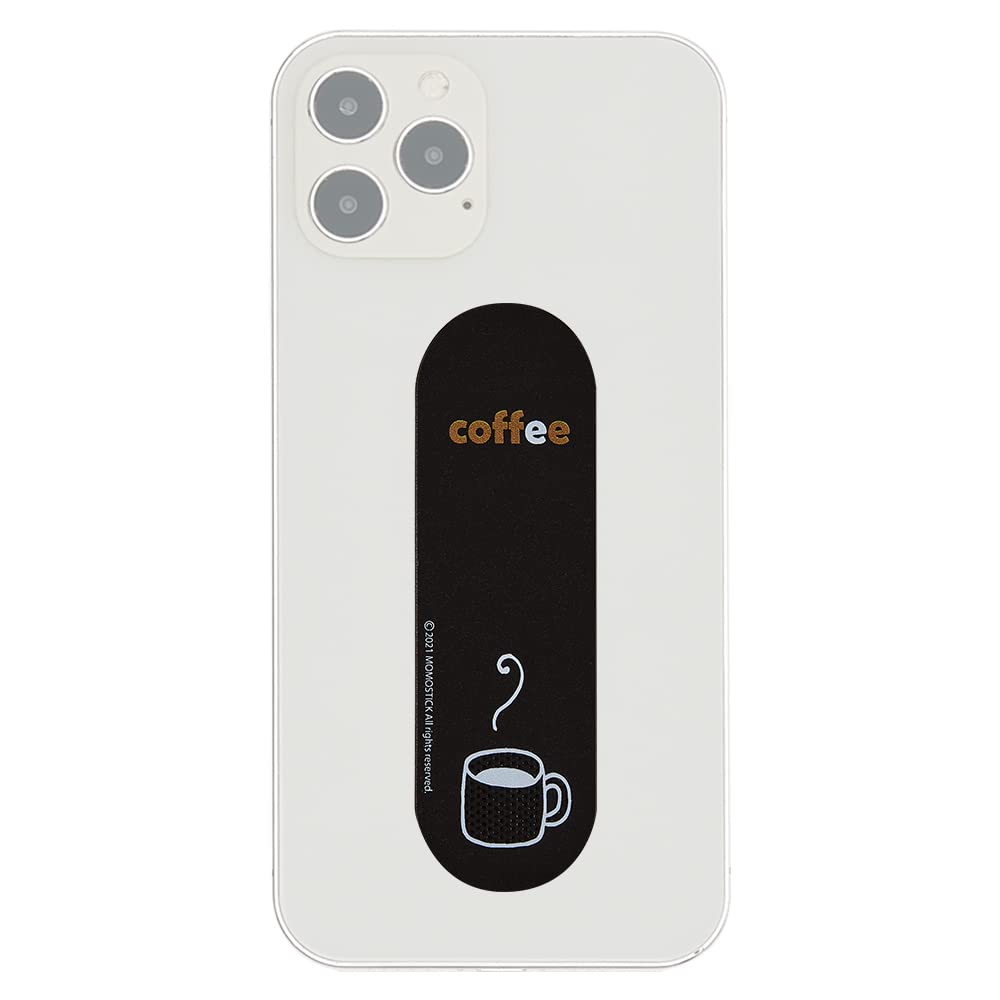 Momostick Flatstick - Slim Finger Loop Phone Grip & Stand Holder for iPhone, Samsung, Pixel - Compatible with Most Smartphones - Coffee Color - Perfect for Selfies, Video Calls, and Hands-Free Viewing