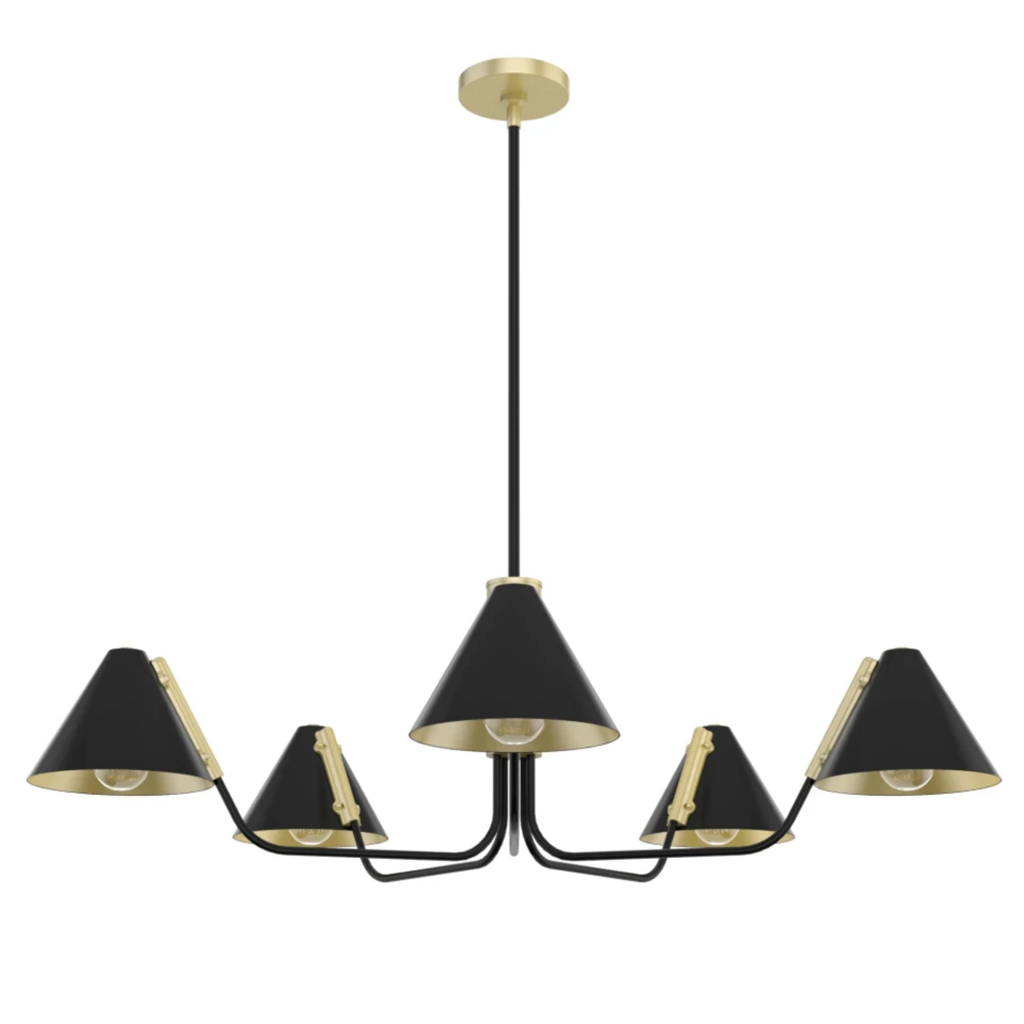 Hunter Grove Isle 5-Light Matte Black Chandelier - Modern Farmhouse Ceiling Light Fixture for Dining Room, Kitchen Island, or Entryway Lighting
