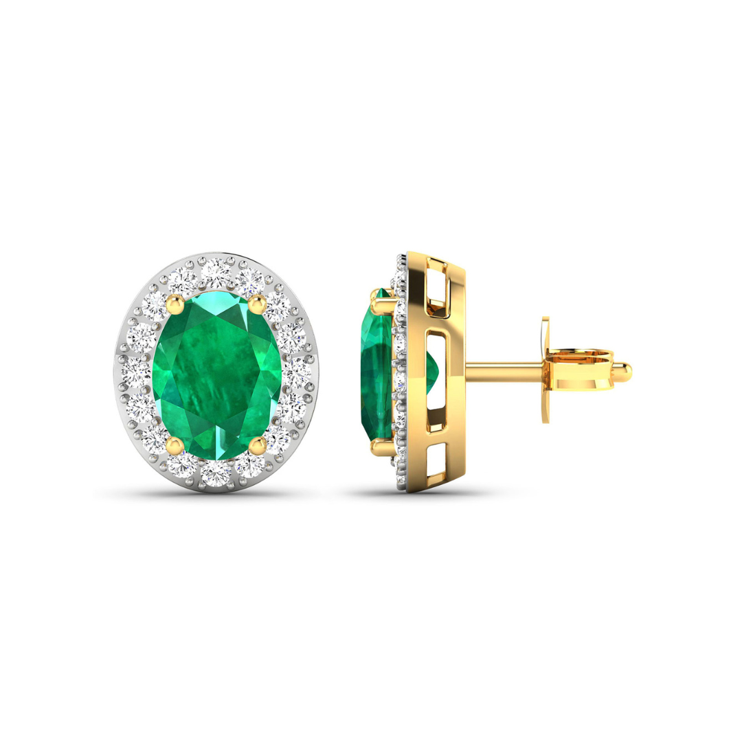 Authentic Zambian Emerald & White Diamond Stud Earrings – Perfect for Weddings, Parties & Special Occasions