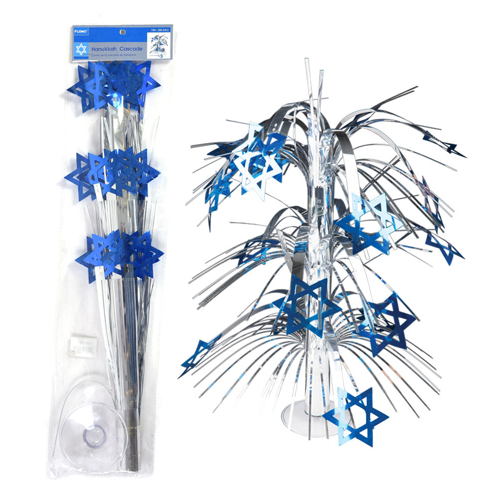 19-Piece Hanukkah Cascade Centerpiece Set - Elegant Holiday Table Decor for Jewish Festival of Lights Celebrations