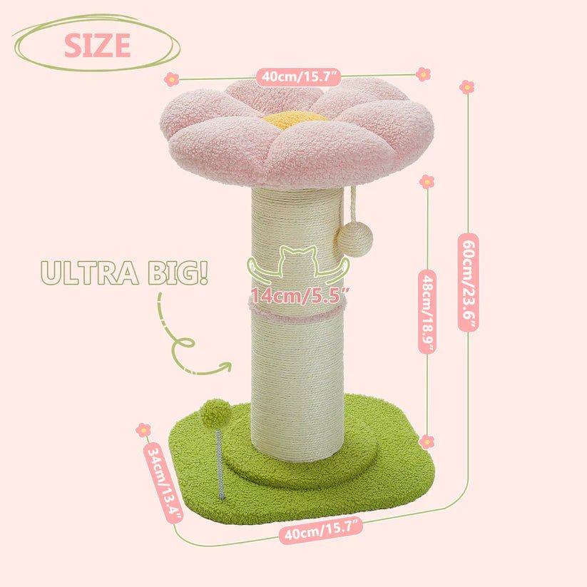 60cm Flower Cat Scratching Post - Durable & Stylish Cat Tree for Indoor Kittens - Perfect for Play, Exercise & Claw Maintenance