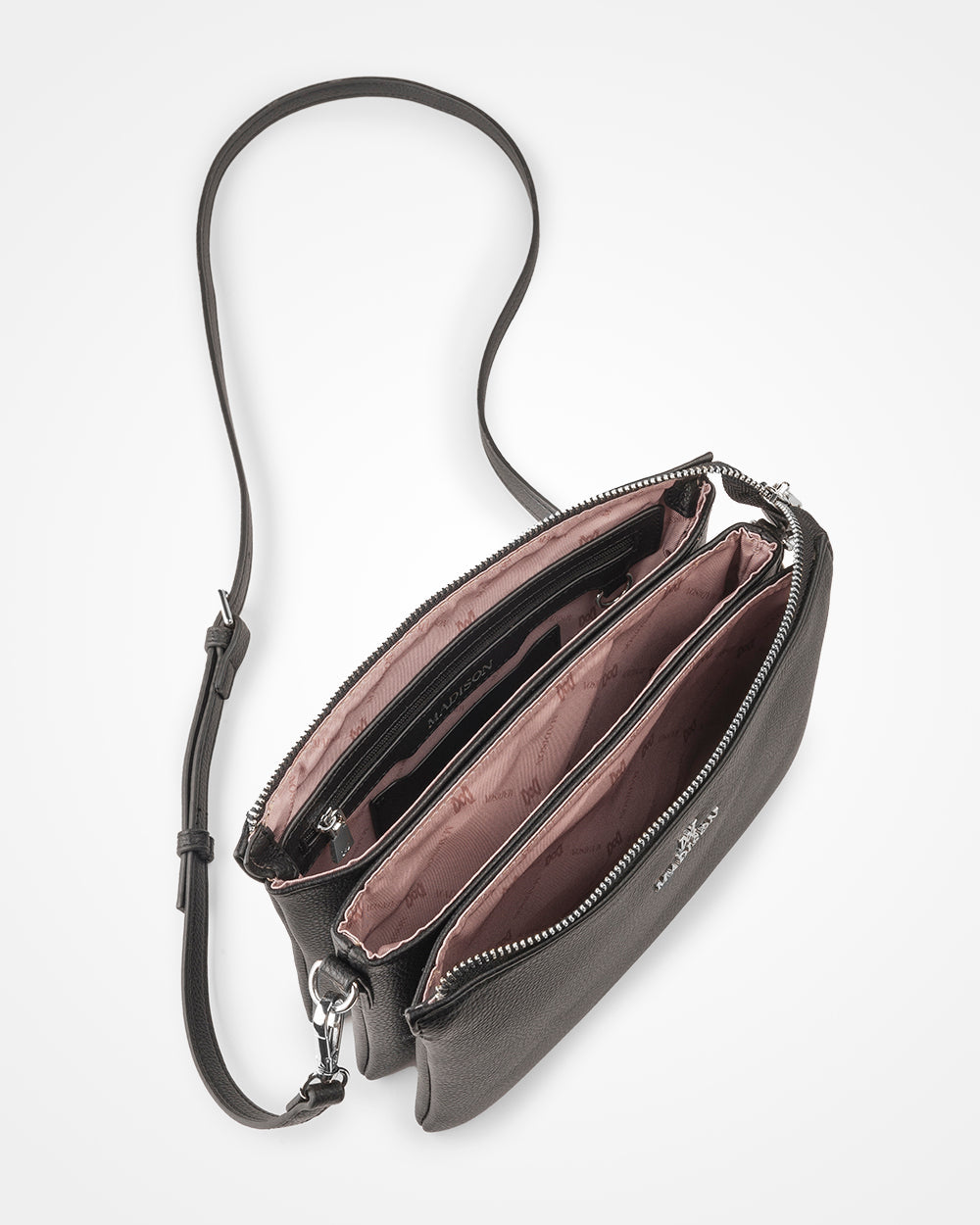 Avery 3 Compartment Crossbody Bag with Adjustable Monogram Strap - Stylish Hands-Free Purse for Women, Travel, Shopping & Everyday Use