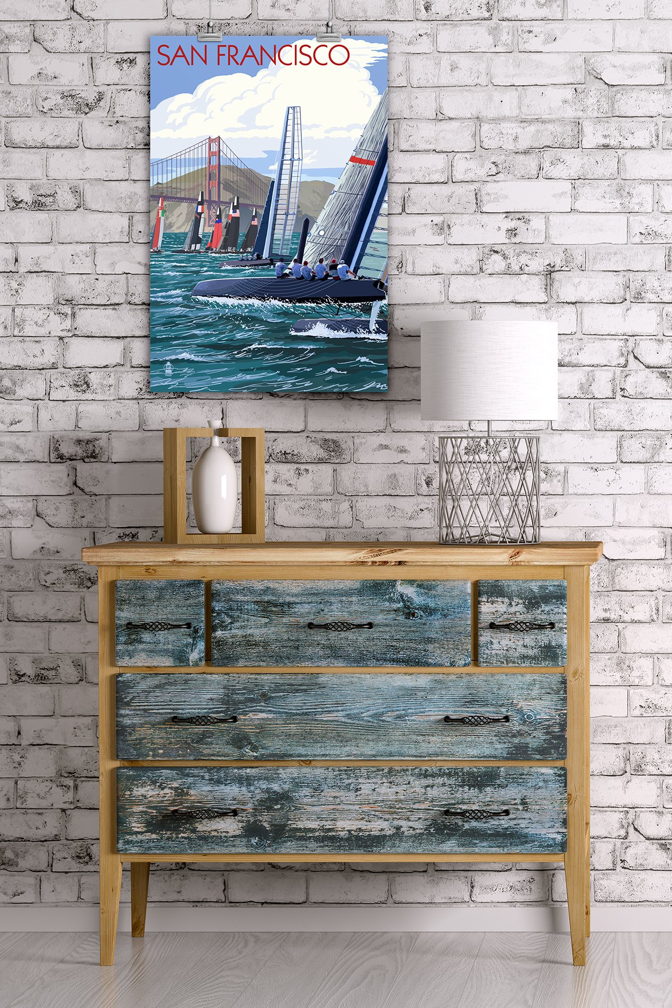Lantern Press 16x24 Inch Giclee Art Print - San Francisco California Sailboat Race Wall Decor - Perfect for Living Room, Bedroom & Office