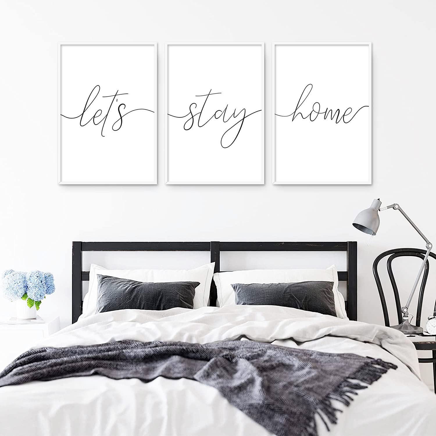 Minimalist 'Let's Stay Home' Canvas Wall Art - 16x24 Inch Unframed Modern Quote Poster for Living Room & Bedroom Decor - Perfect for Cozy Spaces, Home Offices & Gift Giving