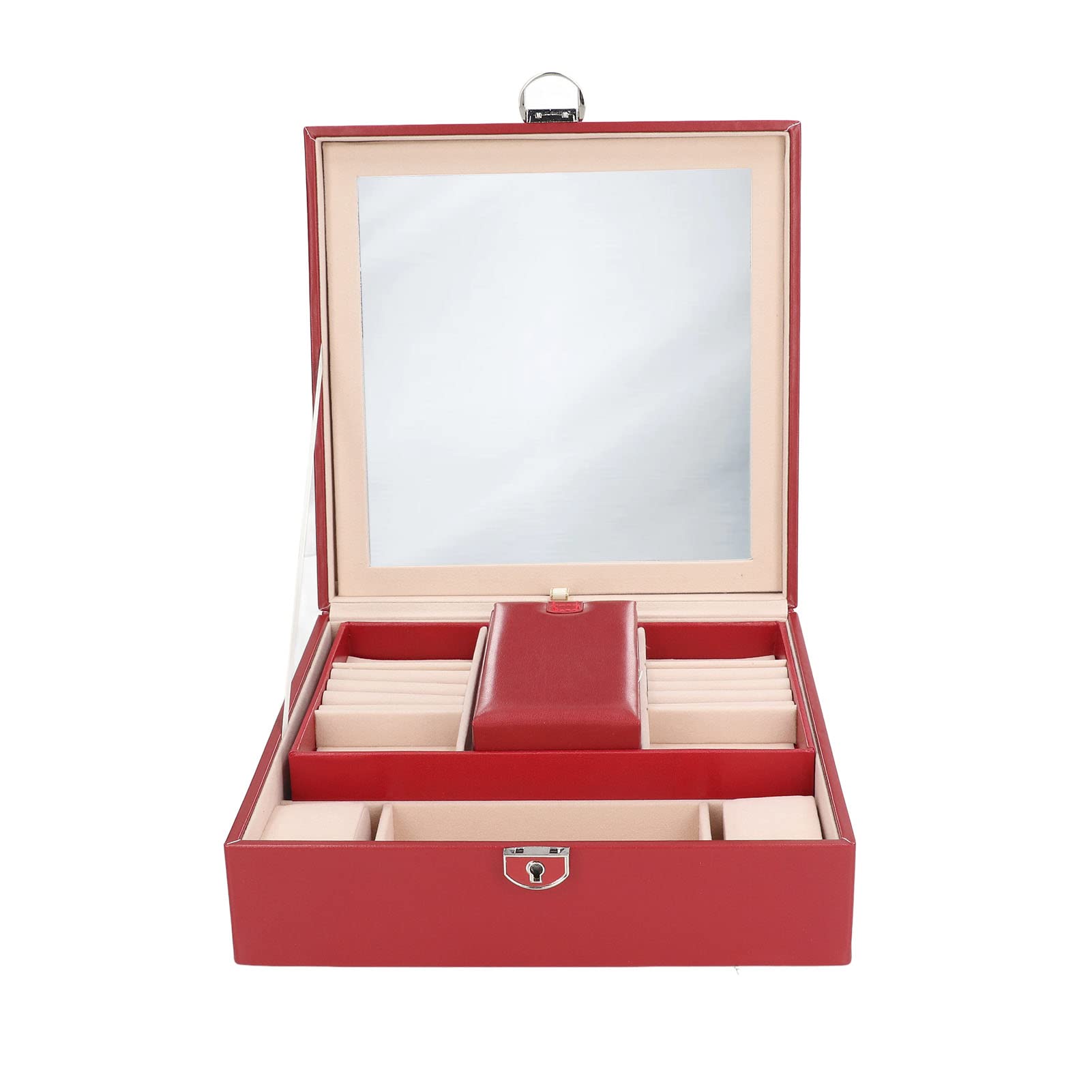 Top Jewelry Box for Women & Girls - Lockable Leather Jewelry Organizer with Large Capacity, Multi-Compartment Storage Case for Necklaces, Rings & Earrings - Perfect for Travel, Gift Giving & Home Organization
