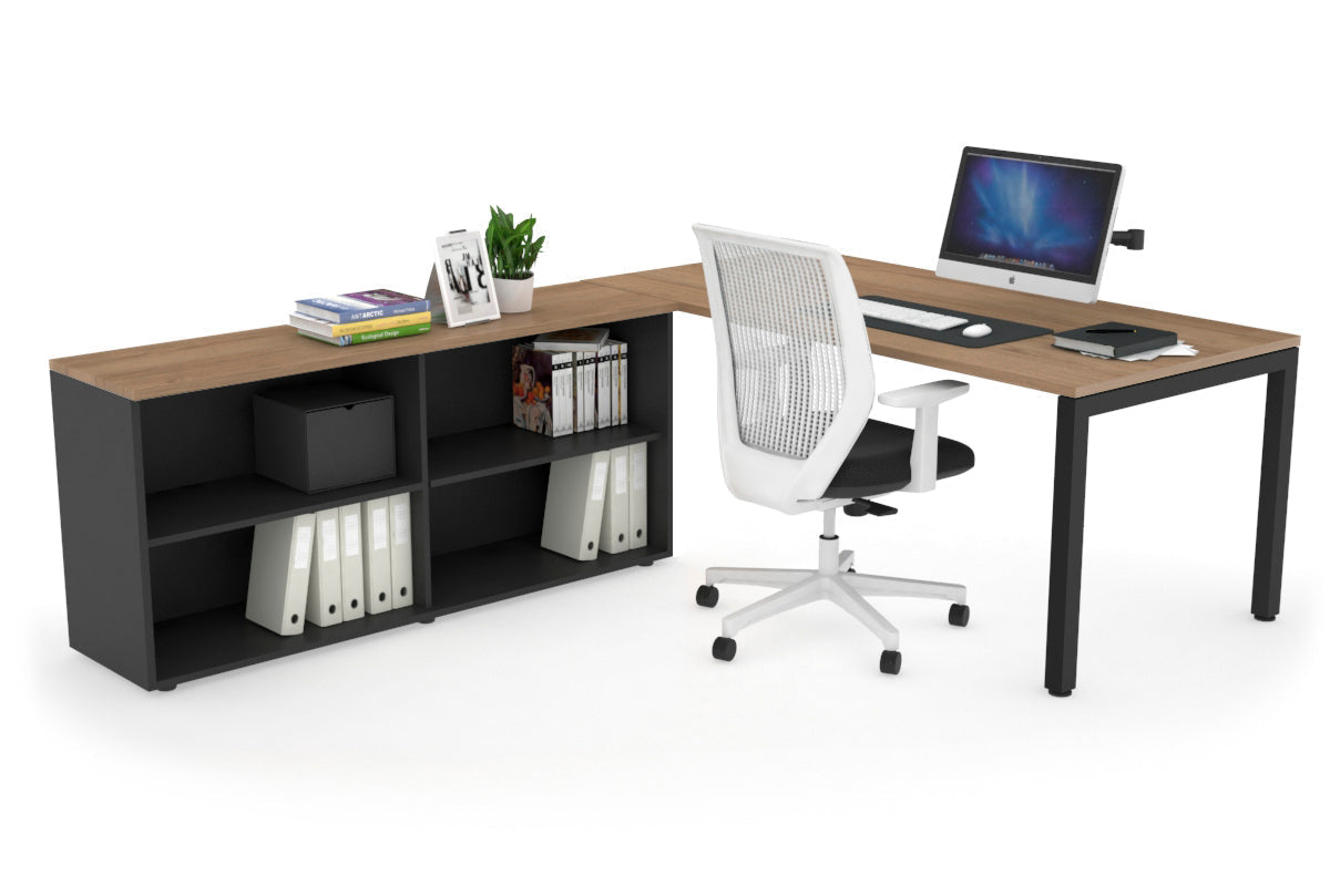 Quadro Square Executive Black Frame Office Desk [1800L x 700W] - Modern Workspace Solution for Home & Business Offices