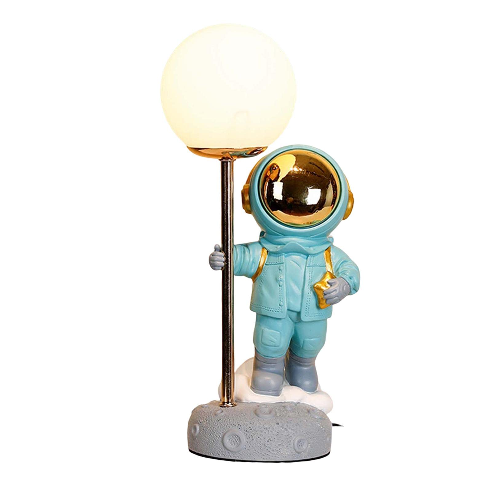 Gazechimp Resin Astronaut LED Table Lamp - Blue Spaceman Night Light for Boys Room, Bedside & Home Decor - Perfect Birthday Gift for Kids & Teens - Ideal for Bedrooms, Living Rooms & Study Desks