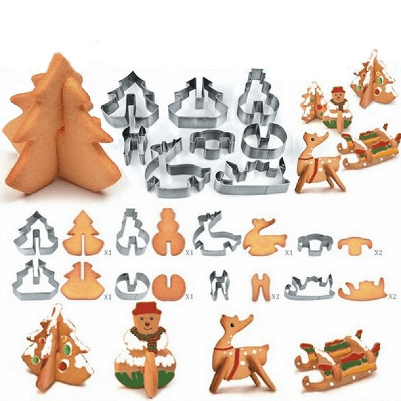 3D Christmas Cookie Mold Set - 12 Piece Holiday Baking Kit for Festive Cookies, Gingerbread, and Decorations | Perfect for Christmas, DIY Gifts, and Family Baking Fun