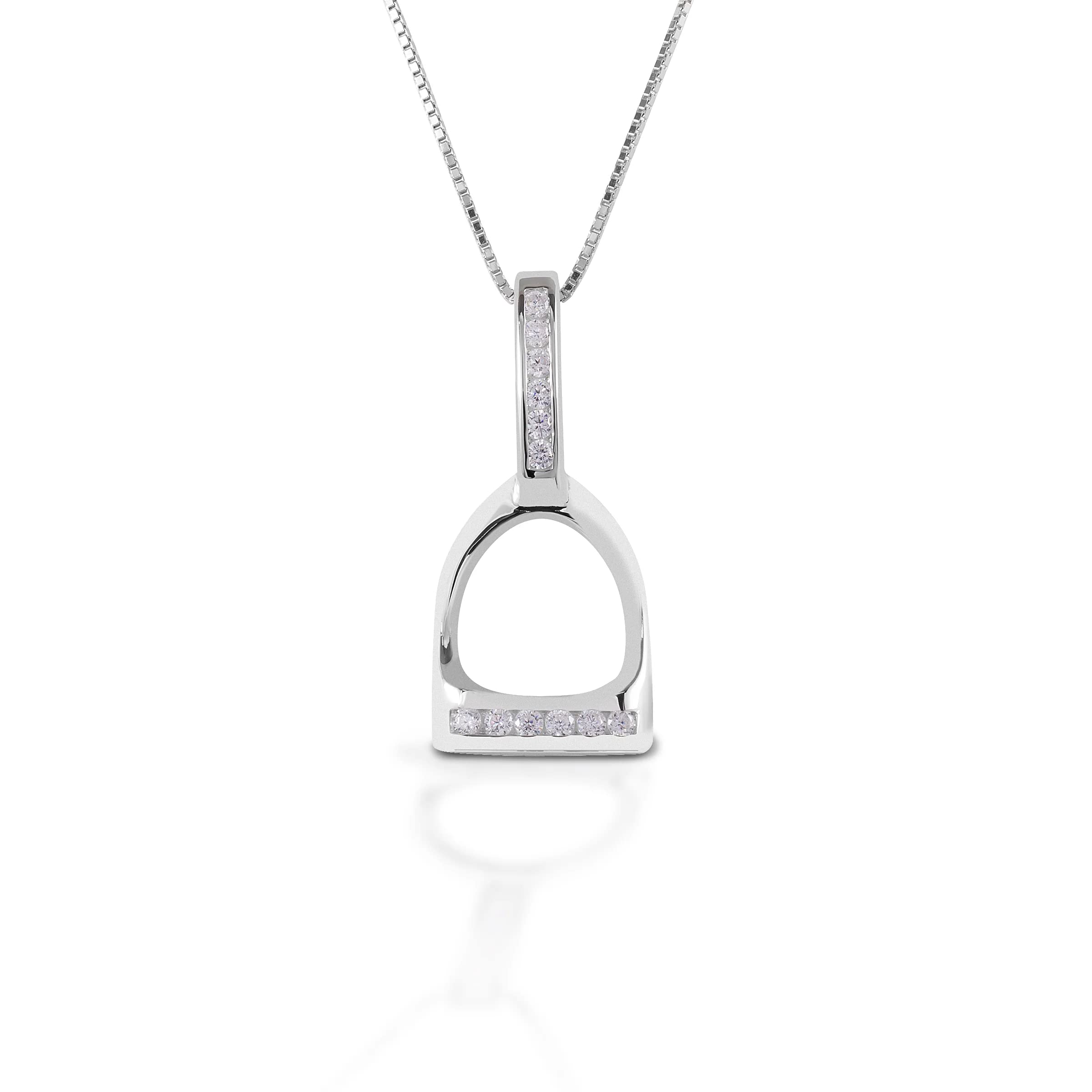 Large English Stirrup Necklace - Premium 925 Sterling Silver Jewelry for Women | Elegant Horse Riding & Equestrian Fashion Accessory