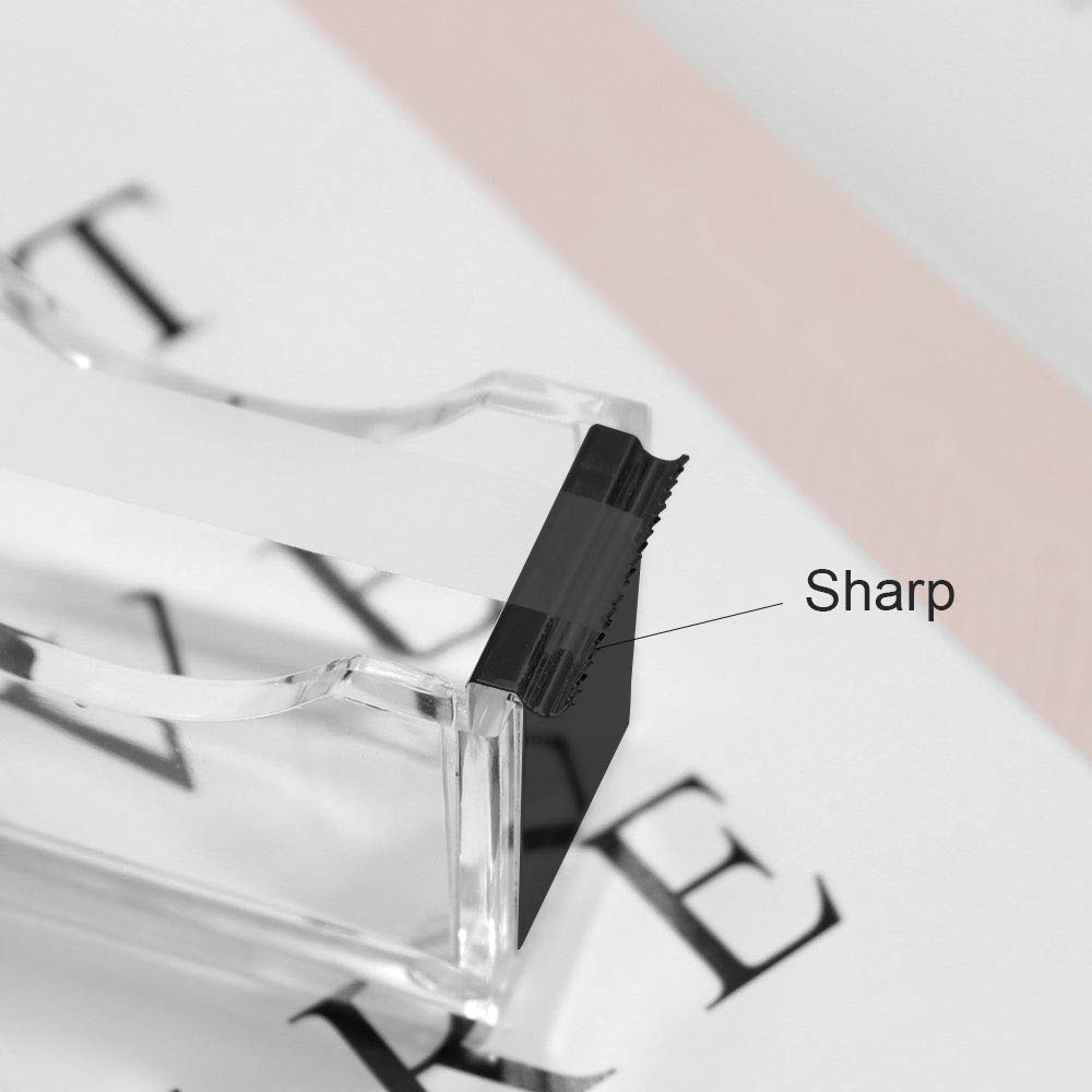Clear Gold Acrylic Tape Dispenser with 1 Inch Core - Non-Slip Base Office Desk Accessory for Home, School & Office Organization (Black) - Perfect for Wrapping Gifts, Sealing Packages & Crafting Projects