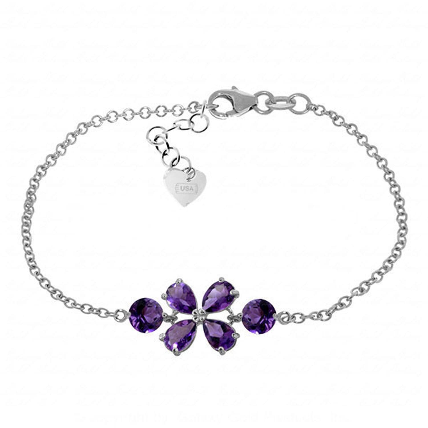 14K Solid White Gold Bracelet with 3.15ct Natural Amethyst - Galaxy Gold GG Collection | Elegant Jewelry for Women, Perfect for Weddings, Anniversaries & Special Occasions