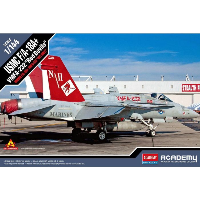 1/144 Scale USMC F/A-18A Hornet Model Kit - VMFA-232 Red Devils Squadron | Military Aircraft Collectible for Display & Aviation Enthusiasts