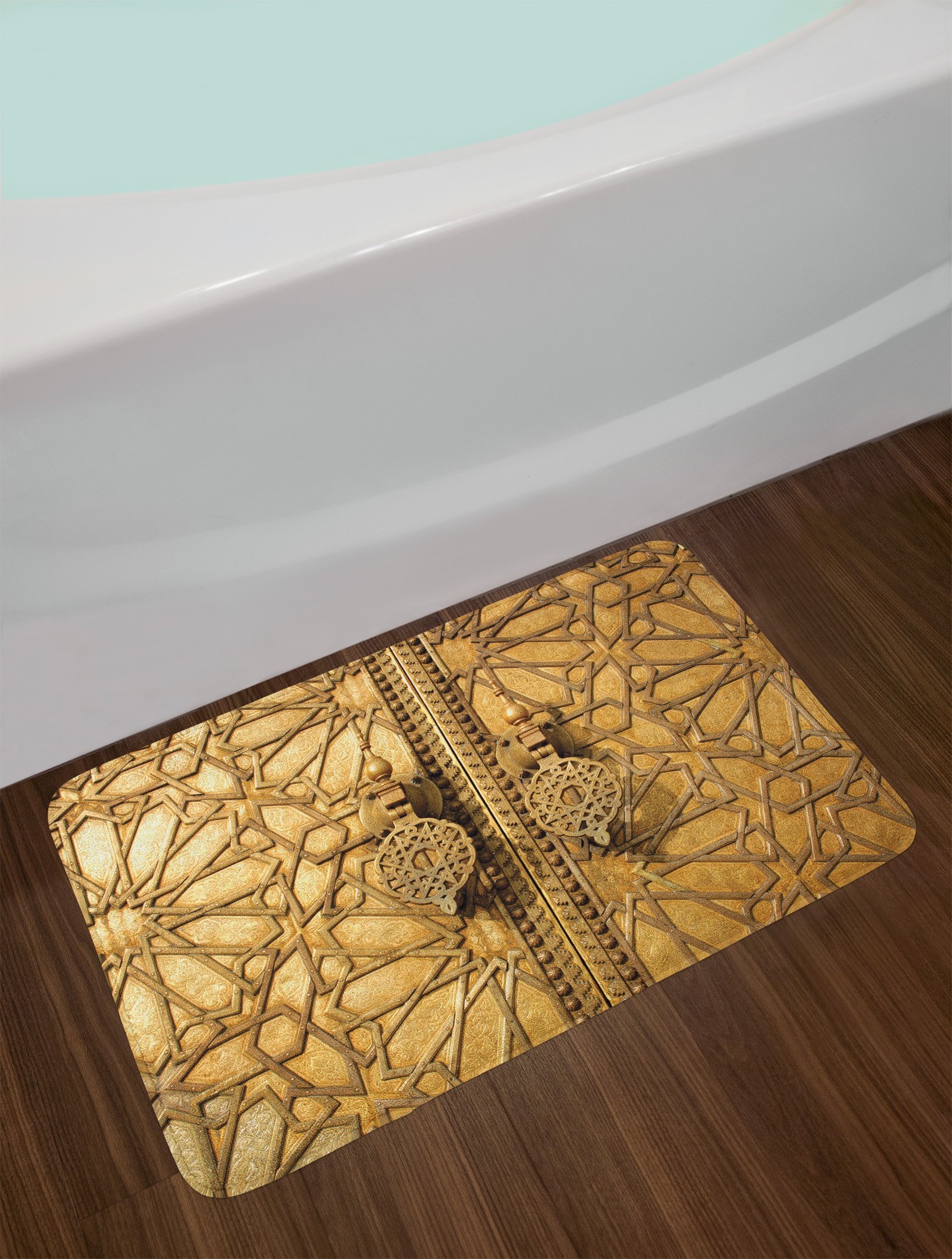 Ambesonne Moroccan Bath Mat - Non-Slip Plush Bathroom Rug with Royal Palace Marrakesh Design, 30.2