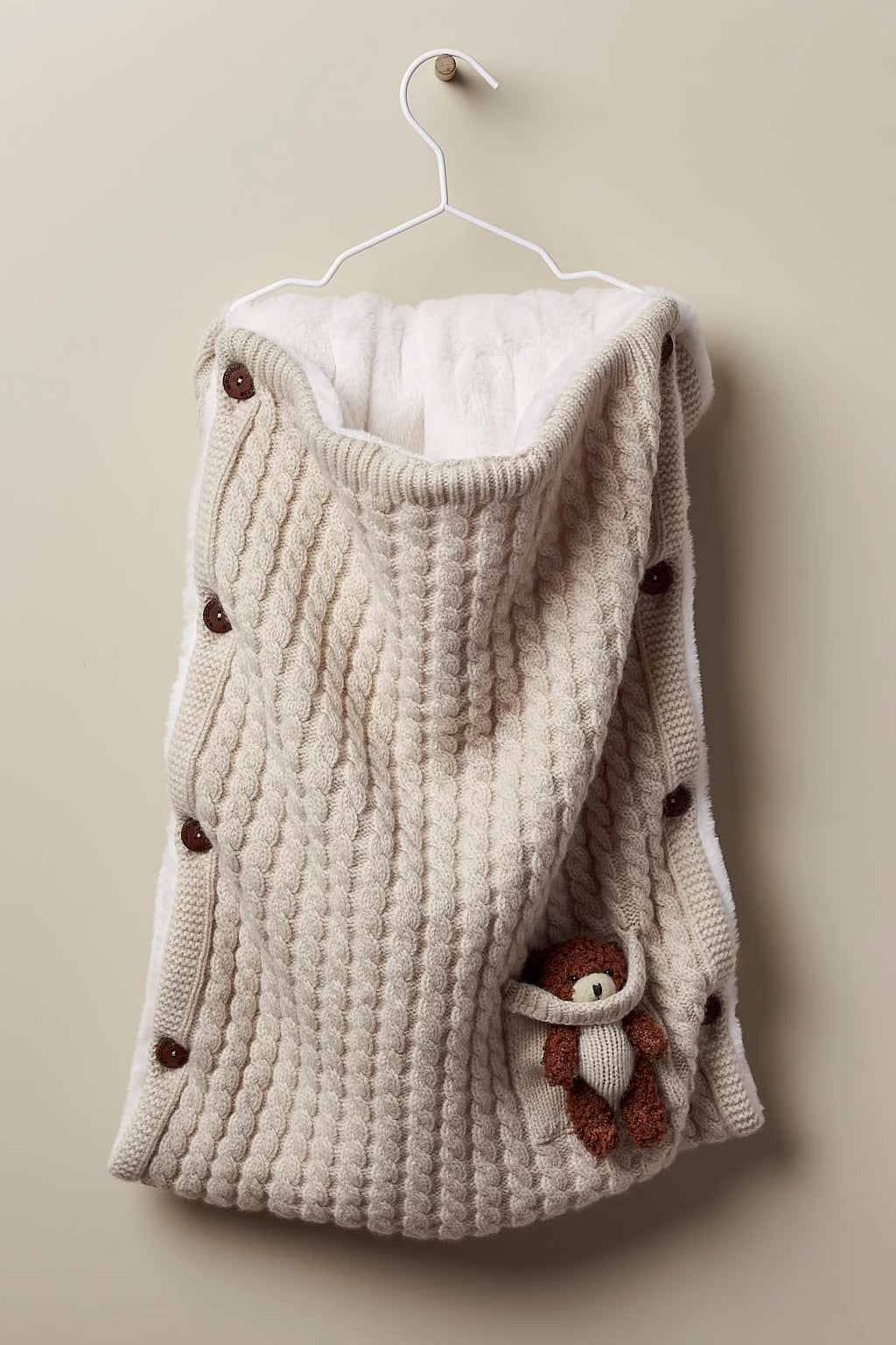 Luxury Cashmere Teddy Bear Pram Nest - Soft & Cozy Baby Stroller Blanket for Newborns | Perfect for Strollers, Car Seats & Cribs | Premium Gift for Baby Showers