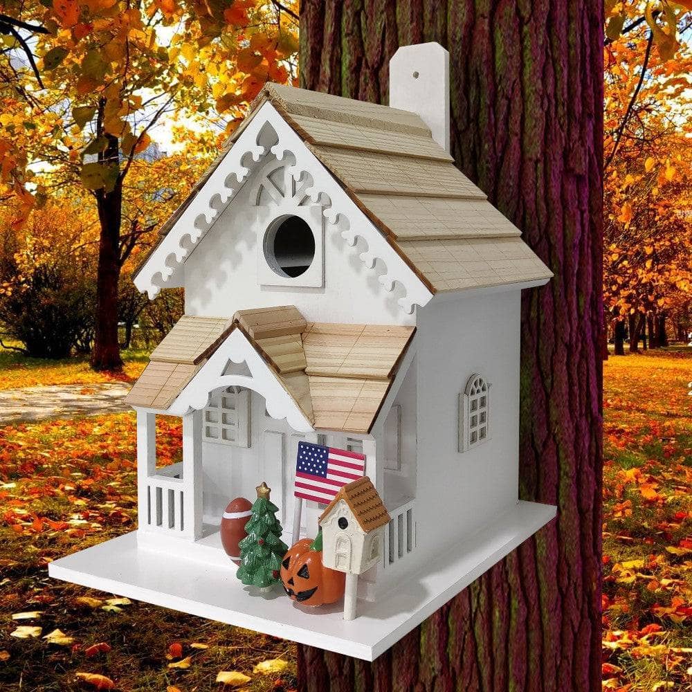 Seasons Tweetings Birdhouse - Handcrafted Wooden Birdhouse for Garden Decor, Perfect for Outdoor & Backyard Bird Watching - Great Holiday Gift Idea for Bird Lovers