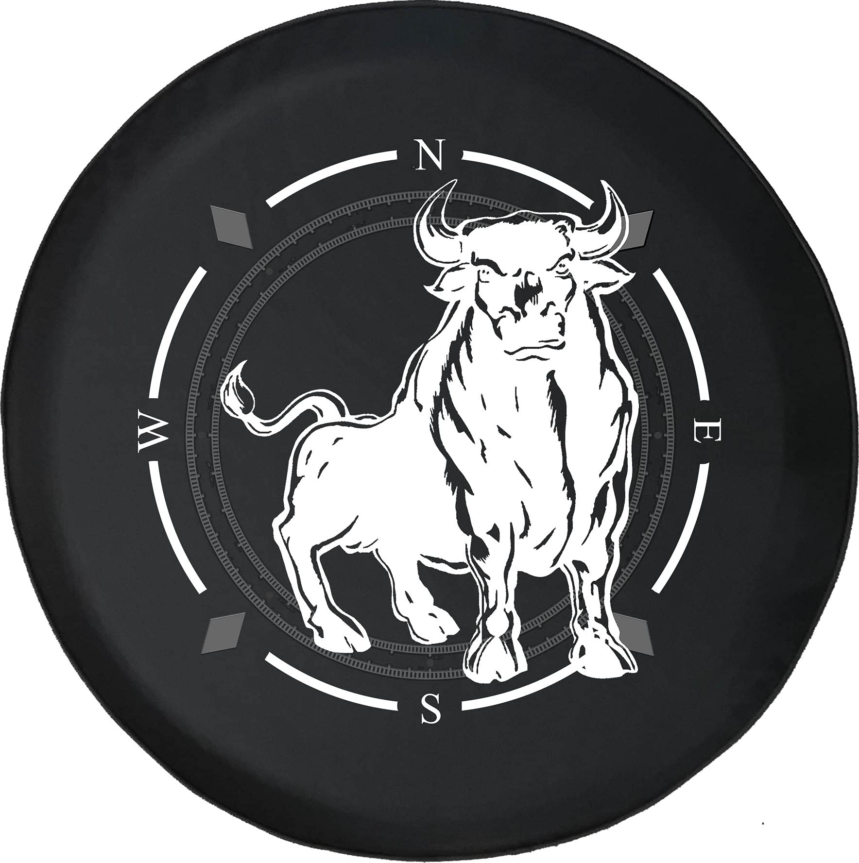 American Unlimited Spare Tire Cover with Compass & Angry Bull Matador Design - Universal Fit for SUV, Trailer, RV & Most Vehicles | Durable Wheel Protection for Off-Road Adventures & Camping Trips