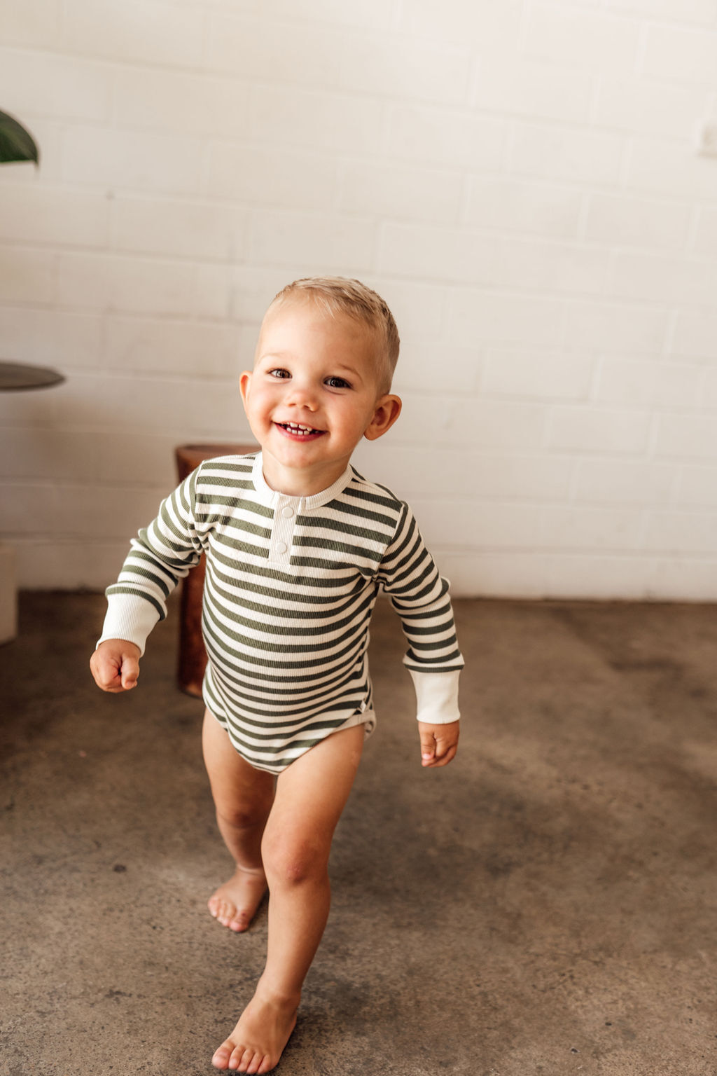 Organic Ribbed Long Sleeve Bodysuit for Women - Snuggle Hunny Olive Striped Baby Onesie | Soft & Comfortable Outfit for Newborns, Infants & Toddlers | Perfect for Playdates, Family Photos & Everyday Wear