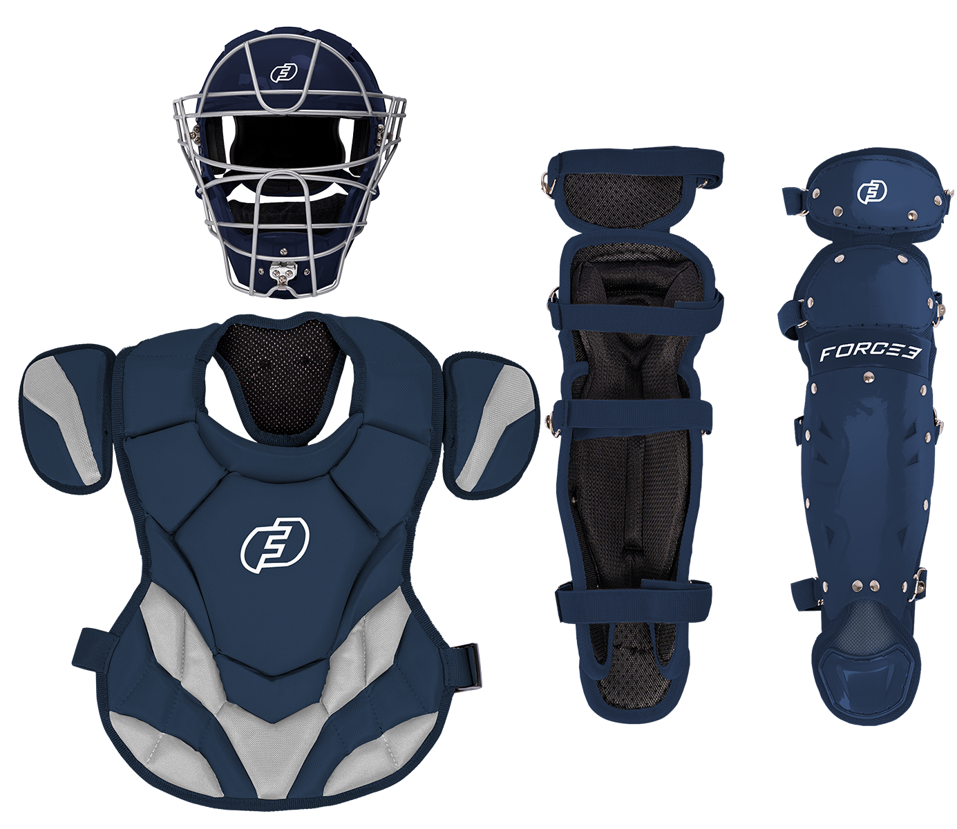 Force3 Junior Defender Catchers Set for Kids Ages 6-9 | NOCSAE Certified Youth Baseball Gear | Perfect for Little League Practice & Games