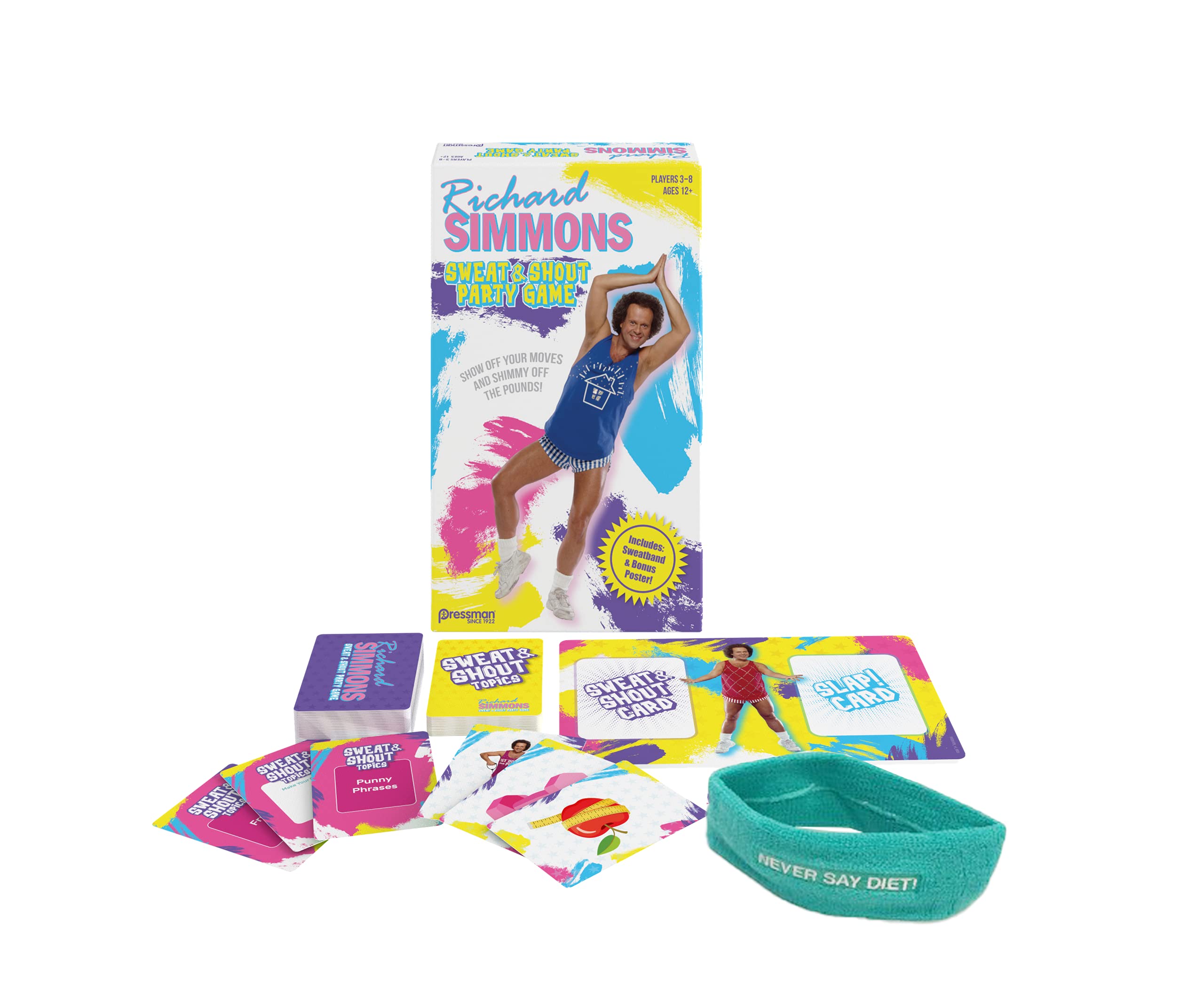 Pressman Richard Simmons: Sweat & Shout Party Game - Show Off Your Moves & Shimmy Off The Pounds - Fun Fitness Game for Family Gatherings & Dance Parties