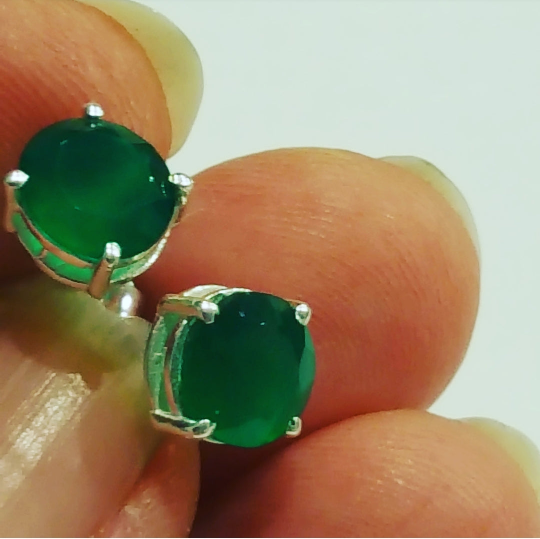 Green Onyx Stud Earrings for Women - Natural Stone Dainty Jewelry - Perfect for Everyday Wear, Gifts & Special Occasions