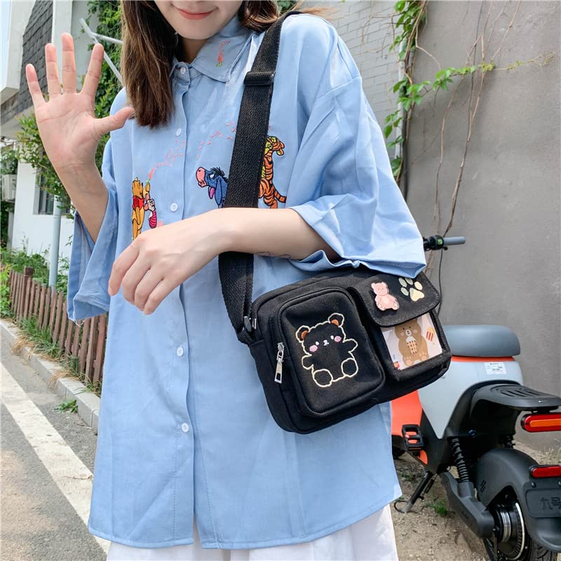 Stylish Kawaii Crossbody Bag for Women - Cute Canvas Shoulder Purse & Small Messenger Wallet | Perfect for Daily Use, Travel & Shopping