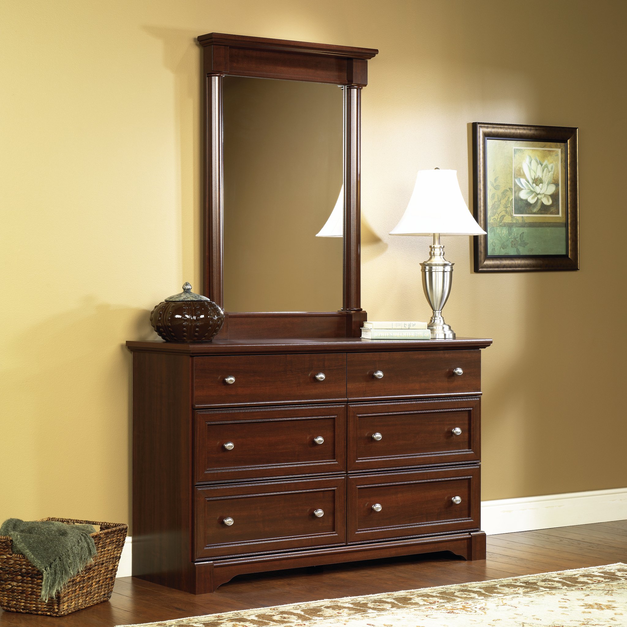 Sauder Palladia Dresser with Select Cherry Finish - Modern Bedroom Dresser with Ample Storage Space - Perfect for Bedroom Organization and Home Decor