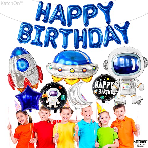 KatchOn 22-Pack Large Happy Birthday Outer Space Balloons Set - Rocketship Themed Party Decorations for Kids & Adults | Perfect for Galaxy Birthday Parties, Baby Showers & Space-Themed Events
