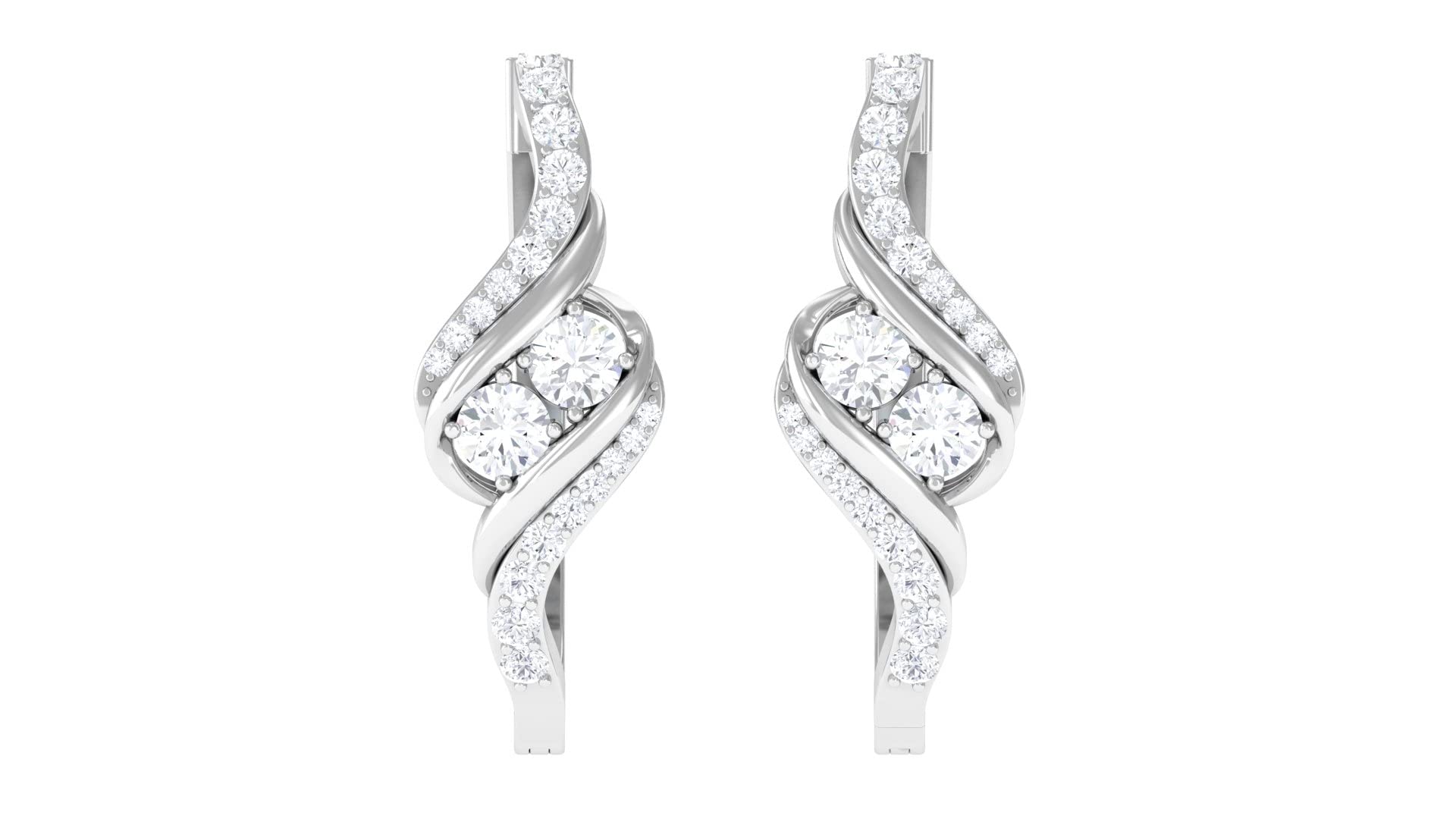 1 CT Round Cut Moissanite Hoop Earrings - 14K Solid Gold Certified Moissanite Bypass & J Hoop Earrings for Women | Perfect for Weddings, Parties & Everyday Elegance