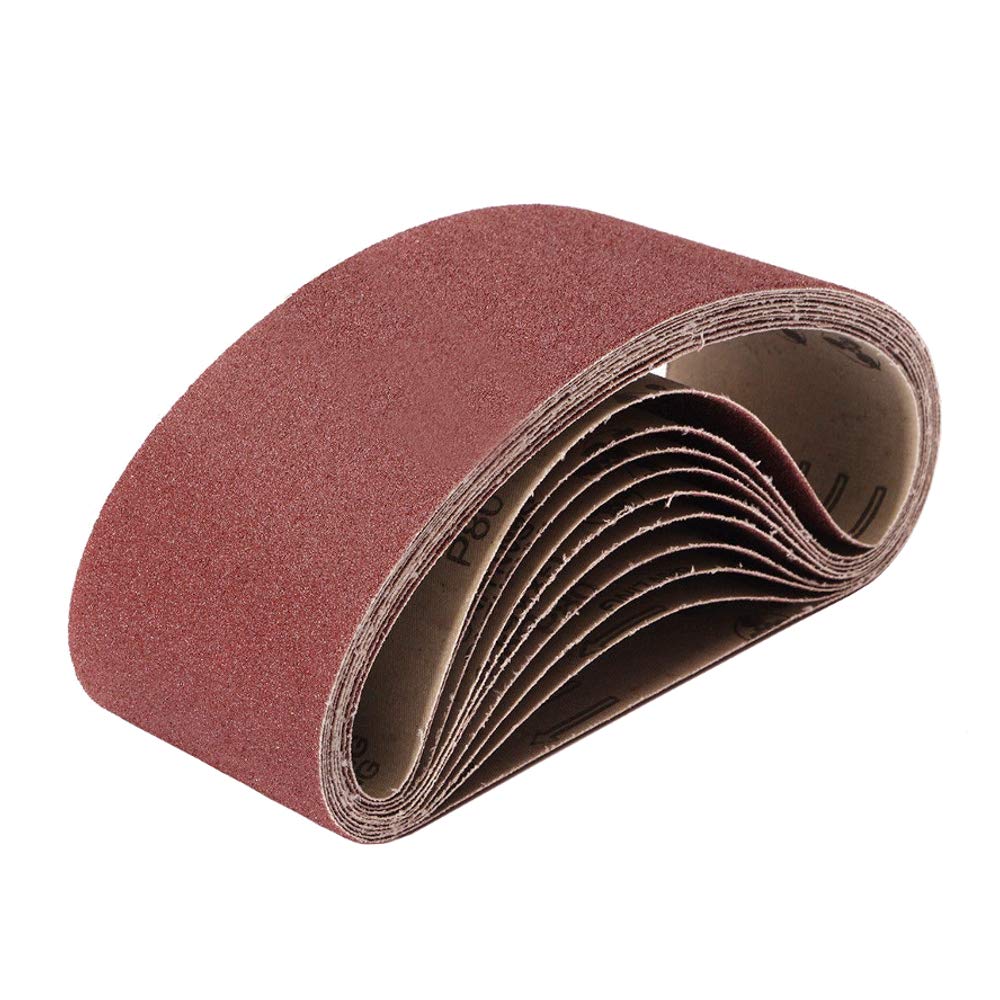 3 Inch x 18 Inch Sanding Belts - 10 Pack Aluminum Oxide Sanding Belts with 60/80/120/180/240/320/400/600/800/1000 Grits for Woodworking & Metal Polishing - Perfect for Belt Sanders, DIY Projects, Furniture Refinishing and Automotive Sanding