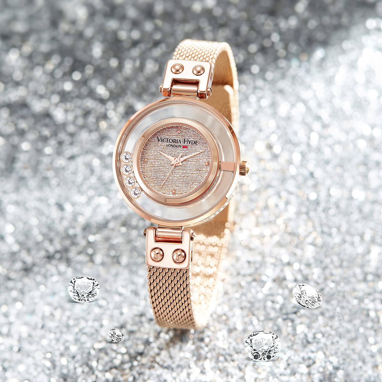 VICTORIA HYDE Women's Watches - Small Dial Analog Quartz Watch with Sparkling Stars Design | Elegant & Stylish Timepiece for Everyday Wear, Office, and Special Occasions