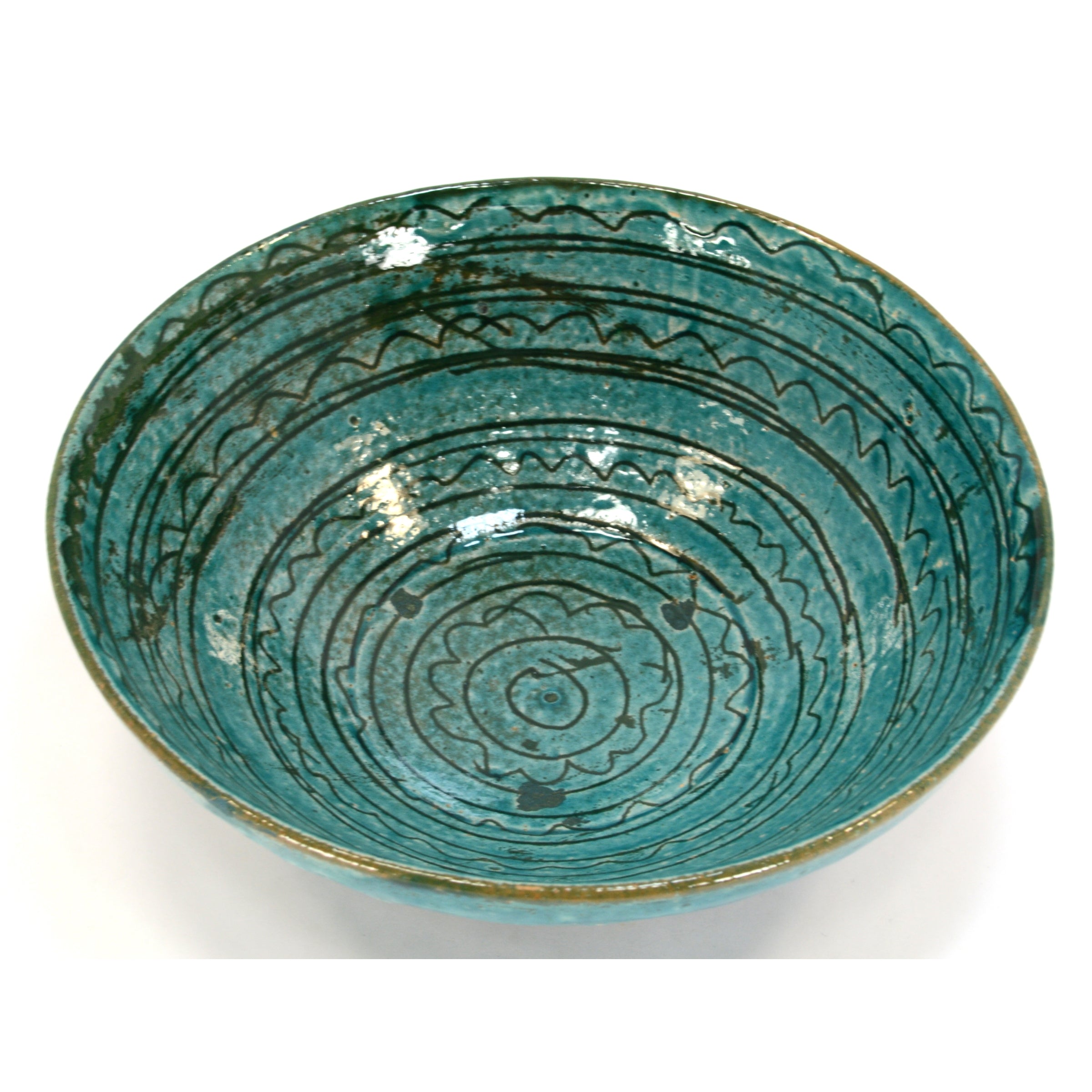 Antique Islamic Wheel-Thrown Glazed Pottery Bowl - 12th to 17th Century Persian Turquoise Ceramic - Perfect for Home Decor, Table Centerpiece & Art Collection