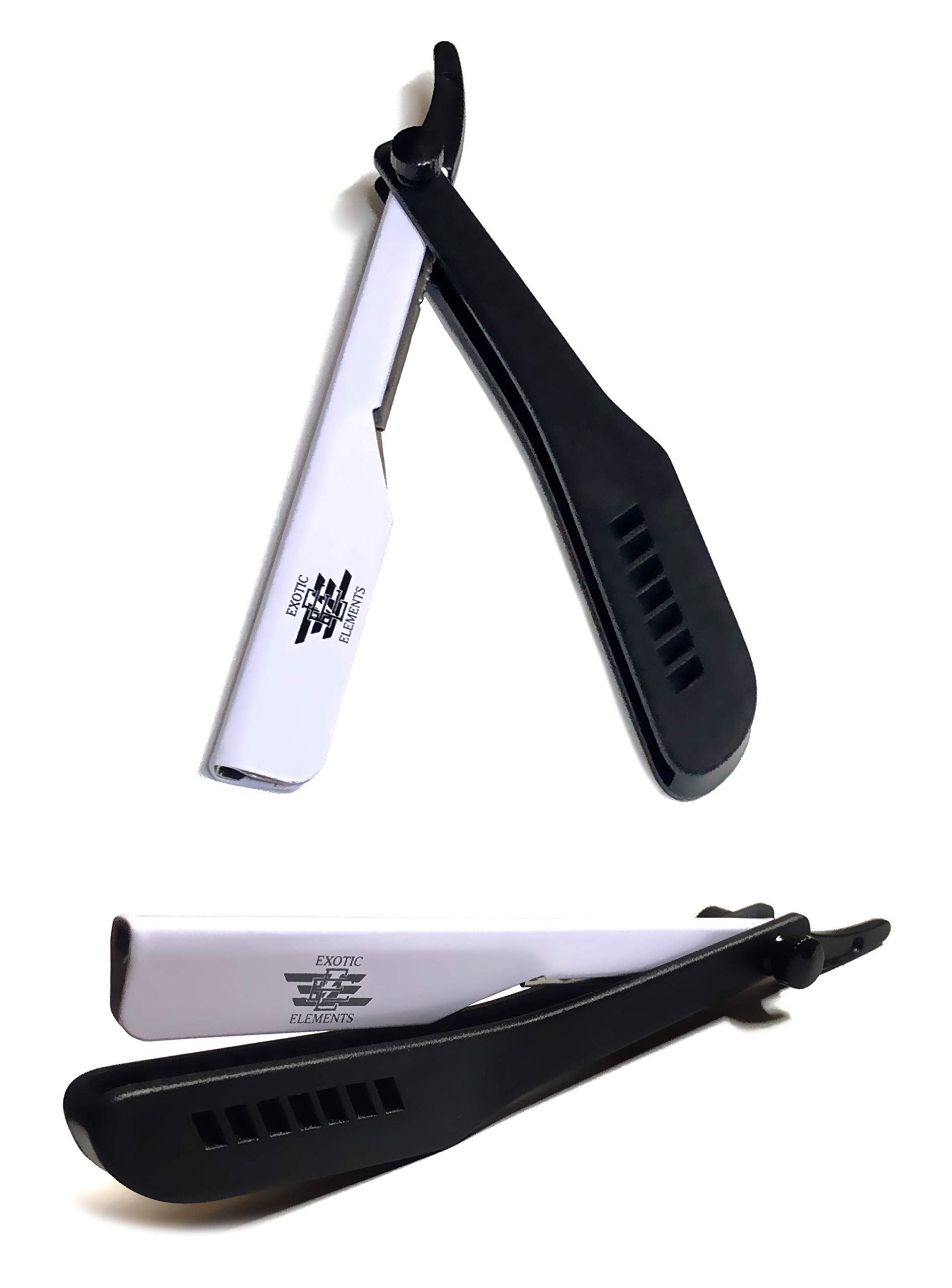 Professional Straight Edge Razor with Sliding Opener & Blade Holder - Precision Hair Grooming, Shaving & Cutting Tool (White/Black) - Perfect for Barbershops, Home Grooming & Travel Kits