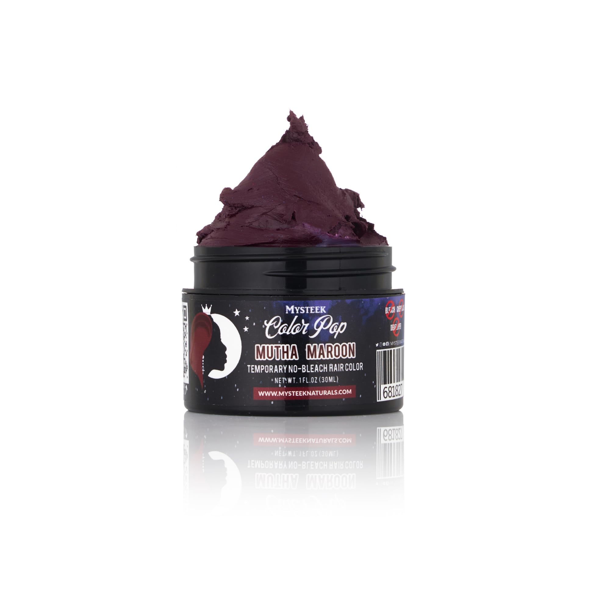 Mysteek Color Pop Temporary Hair Dye for Dark & Light Hair - No Bleach Needed, Natural Wash-Out Hair Color (1 Fl Oz, Mutha Maroon) | Perfect for Parties, Halloween, Cosplay & Daily Bold Looks