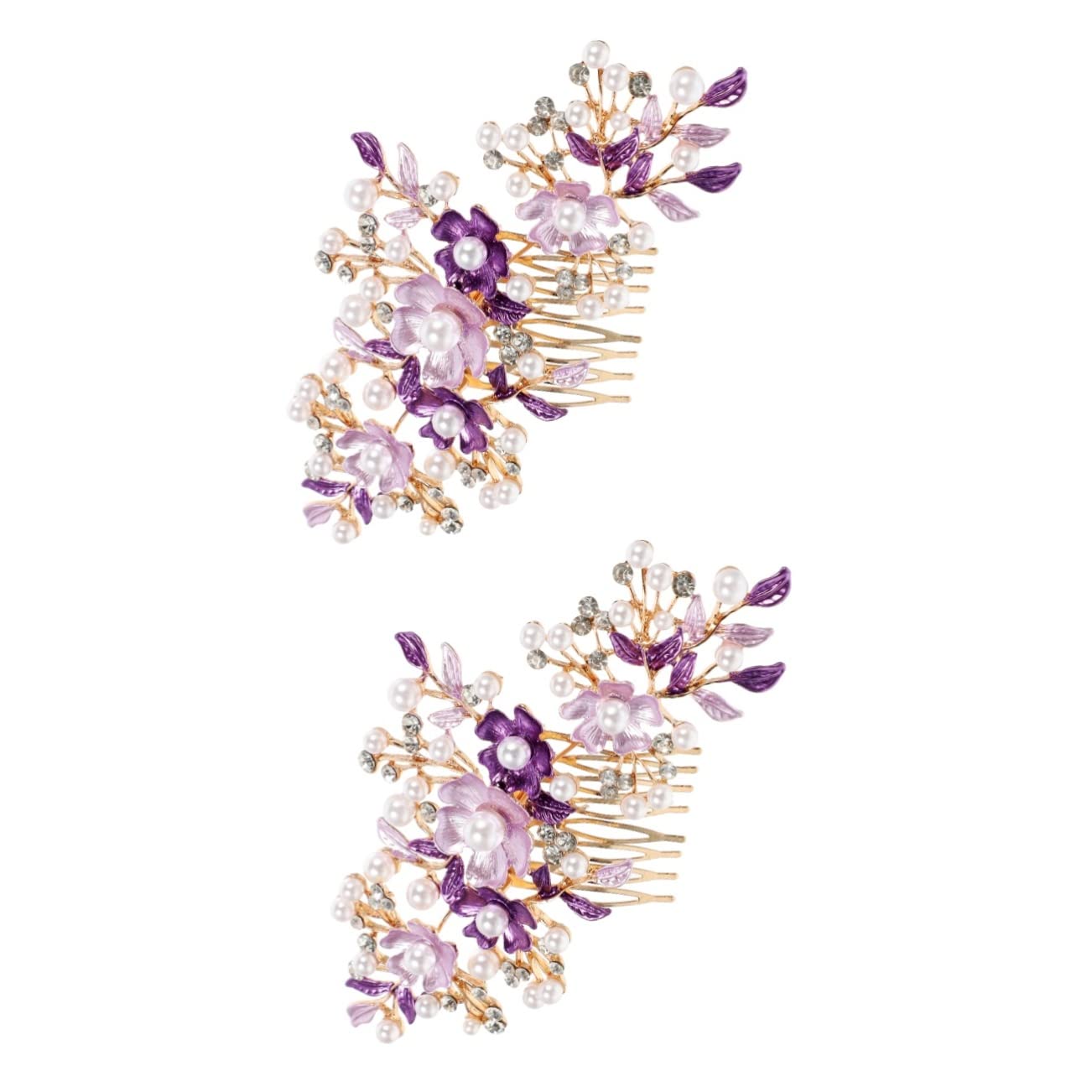 Lurrose 2pcs Rhinestone Hair Clips for Women - Pearl Bridal Hair Accessories, Tiara Hair Brush, Wedding Hair Comb & Headdress - Perfect for Brides, Bridesmaids, and Special Occasions