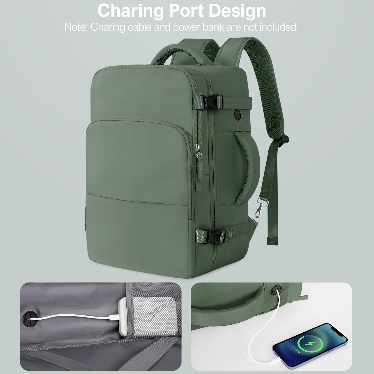 TSA Approved 17.3 Inch Waterproof Travel Backpack for Men & Women - Flight Carry On Laptop Backpack with Multiple Pockets, Army Green - Perfect for Business Trips, College, Hiking & Airplane Travel