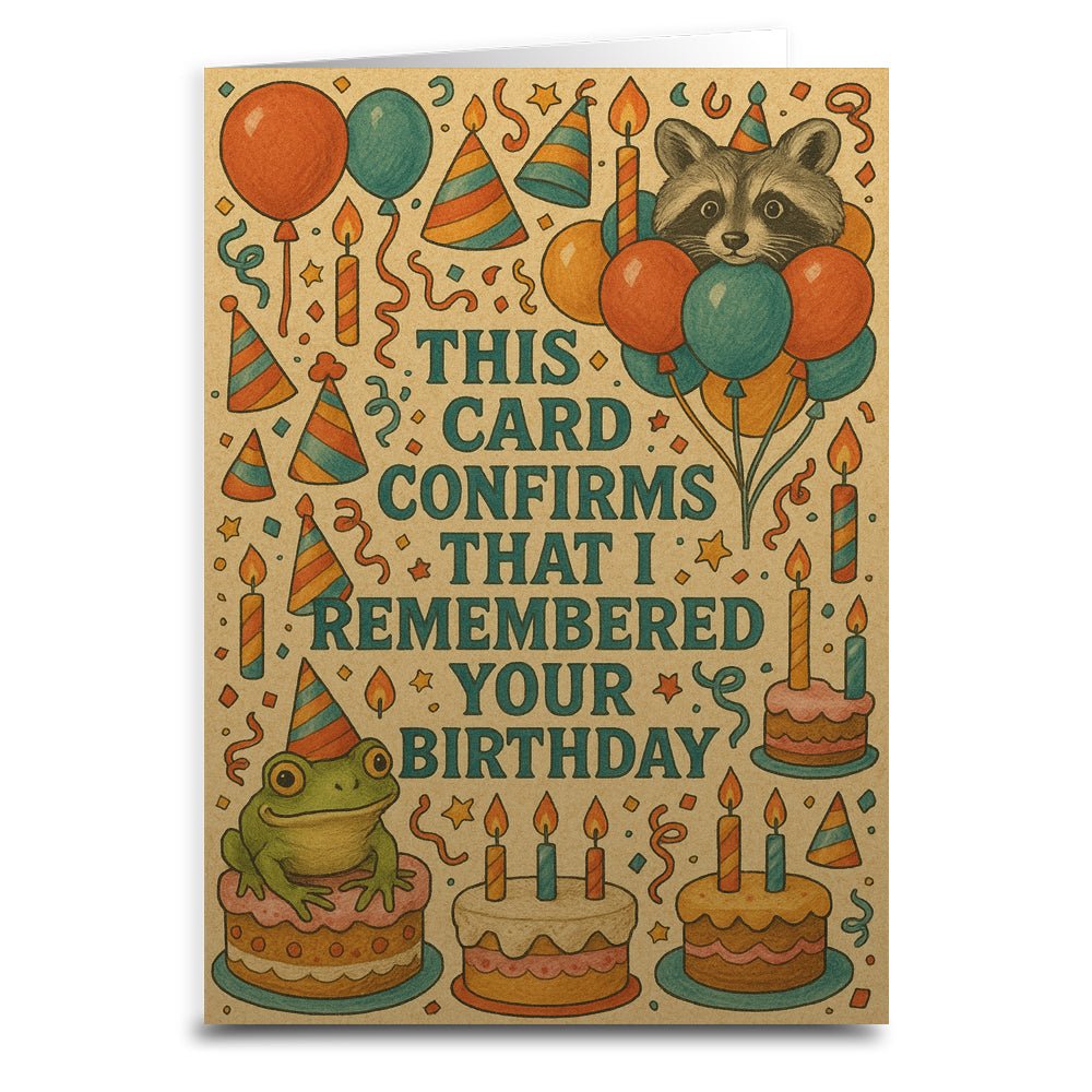 Funny Birthday Card - 'This Card Confirms I Remembered Your Birthday' - Perfect for Friends, Family & Coworkers - Humorous Greeting Card for Birthdays, Parties & Special Occasions
