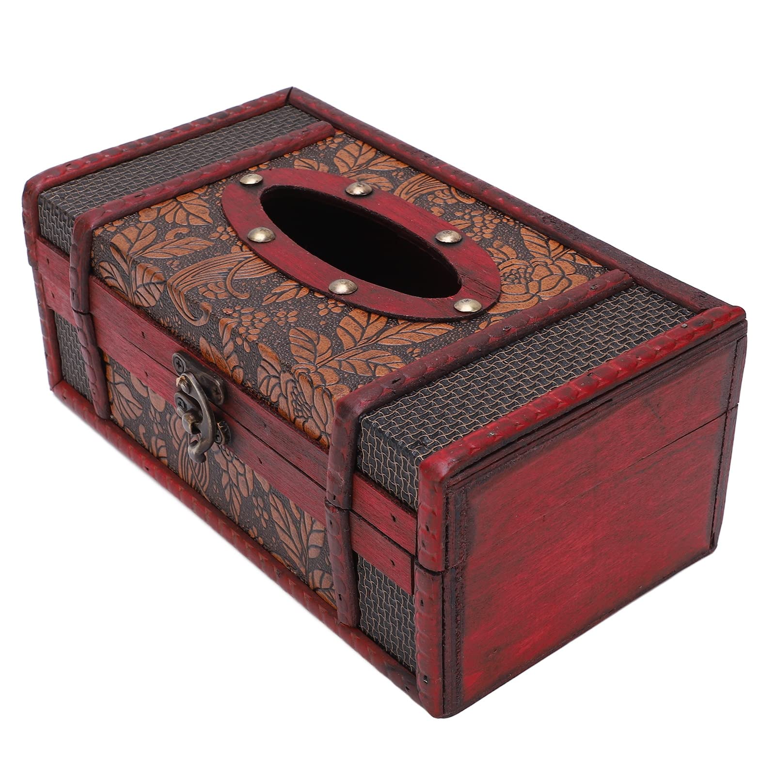 Vintage Wooden Tissue Box Holder - Classic Antique Look, Large Capacity, Home & Office Table Decoration | Perfect for Living Room, Bedroom, Bathroom, and Office Desks