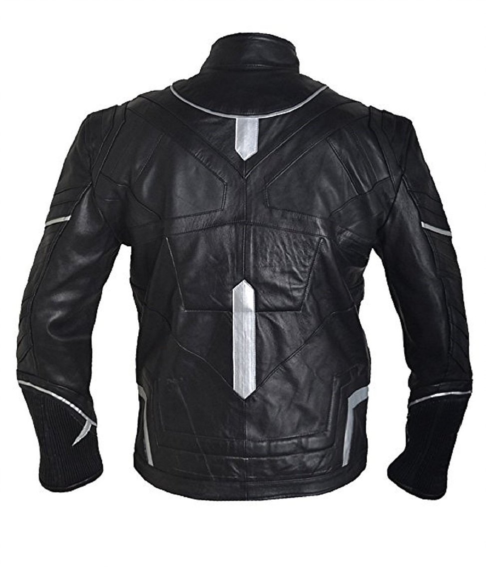 Bestzo Men's Black Panther Captain America Civil War Genuine Leather Jacket - Stylish Superhero Cosplay Costume & Casual Wear for Halloween, Comic Con & Movie Events