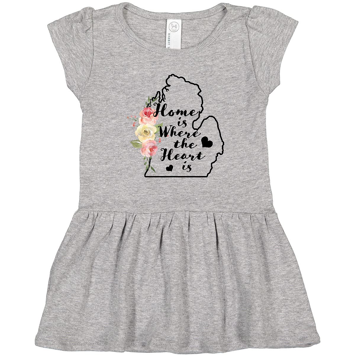 Inktastic Michigan Home is Where The Heart is Watercolor Print Toddler Dress - Cute Outfit for Girls, Casual Wear, Family Photos & Special Occasions