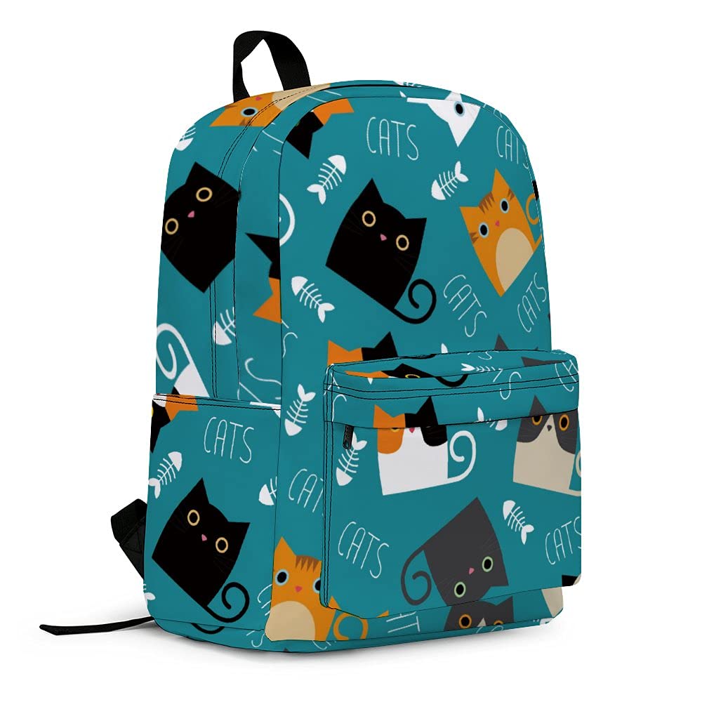 YCGRE Lightweight Cute Cat School Backpack for Teens - 17 Inch Classic Bookbag for Boys & Girls | Perfect for High School, College & Daily Use