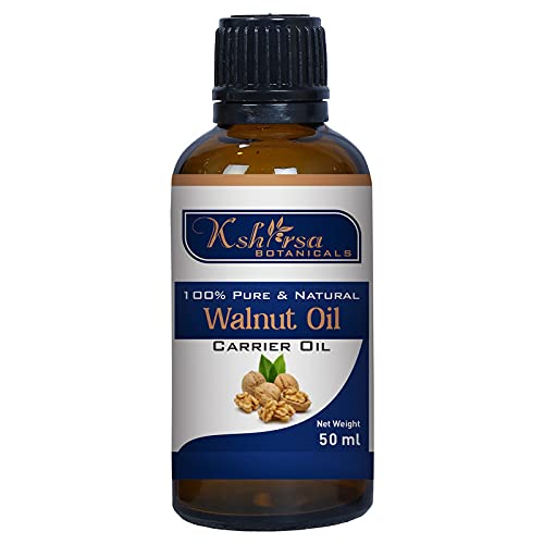 Kshirsa Botanicals 100% Pure Cold Pressed Walnut Oil - Natural & Therapeutic Grade Carrier Oil for Aromatherapy, Hair Care & Skin Care (50ml) - Perfect for Massage, DIY Beauty Recipes & Holistic Wellness