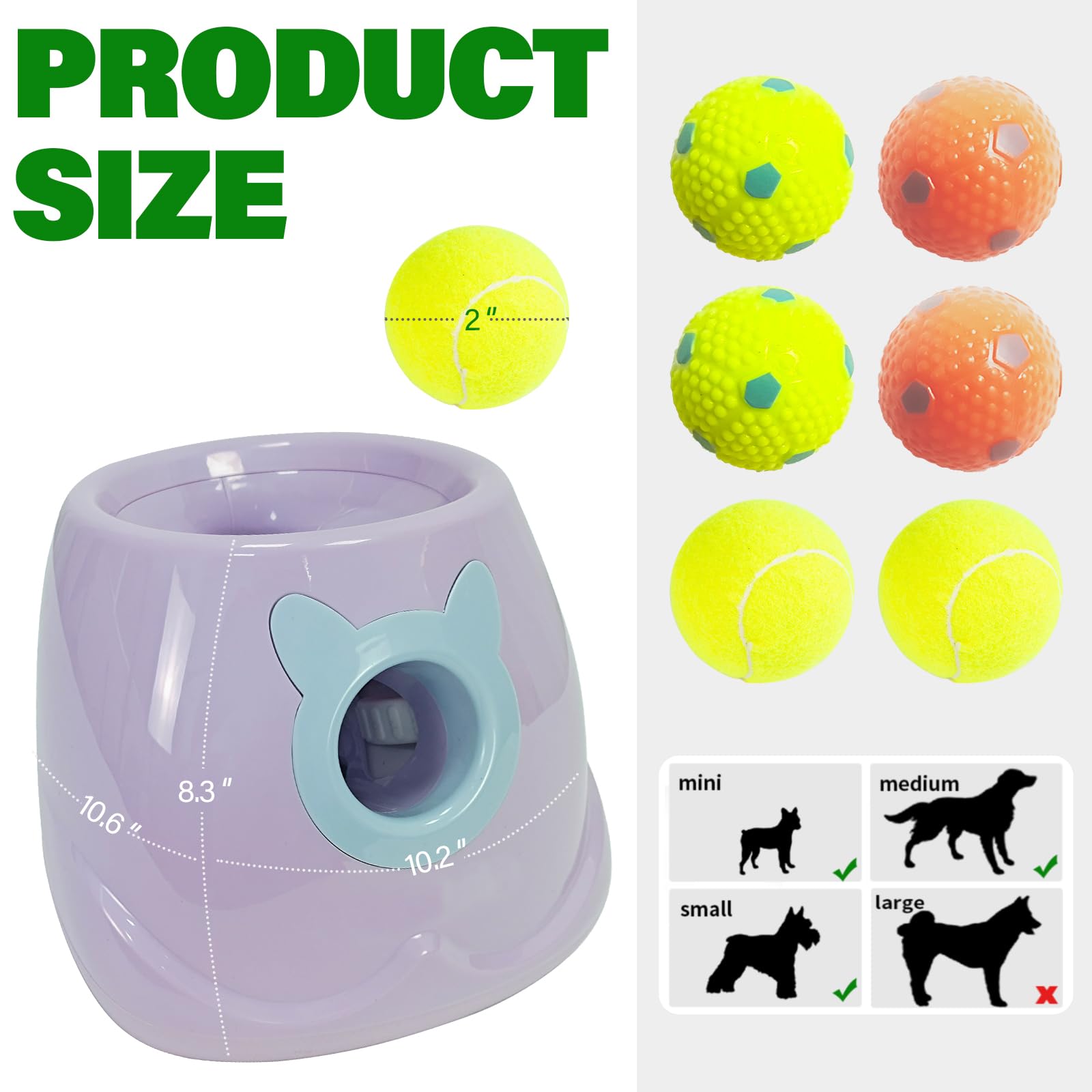 Automatic Dog Ball Launcher for Small to Medium Dogs - Interactive Pet Toy with Remote Control & 3 Tennis Balls (Purple) - Perfect for Backyard Play, Training, and Exercise