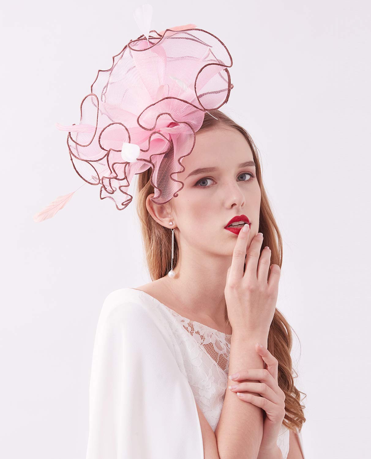 Elegant Women's Derby Hat with Organza Flower - Wide Brim Church, Wedding & Tea Party Fascinator - Perfect for Sunday Service, Garden Parties & Formal Events