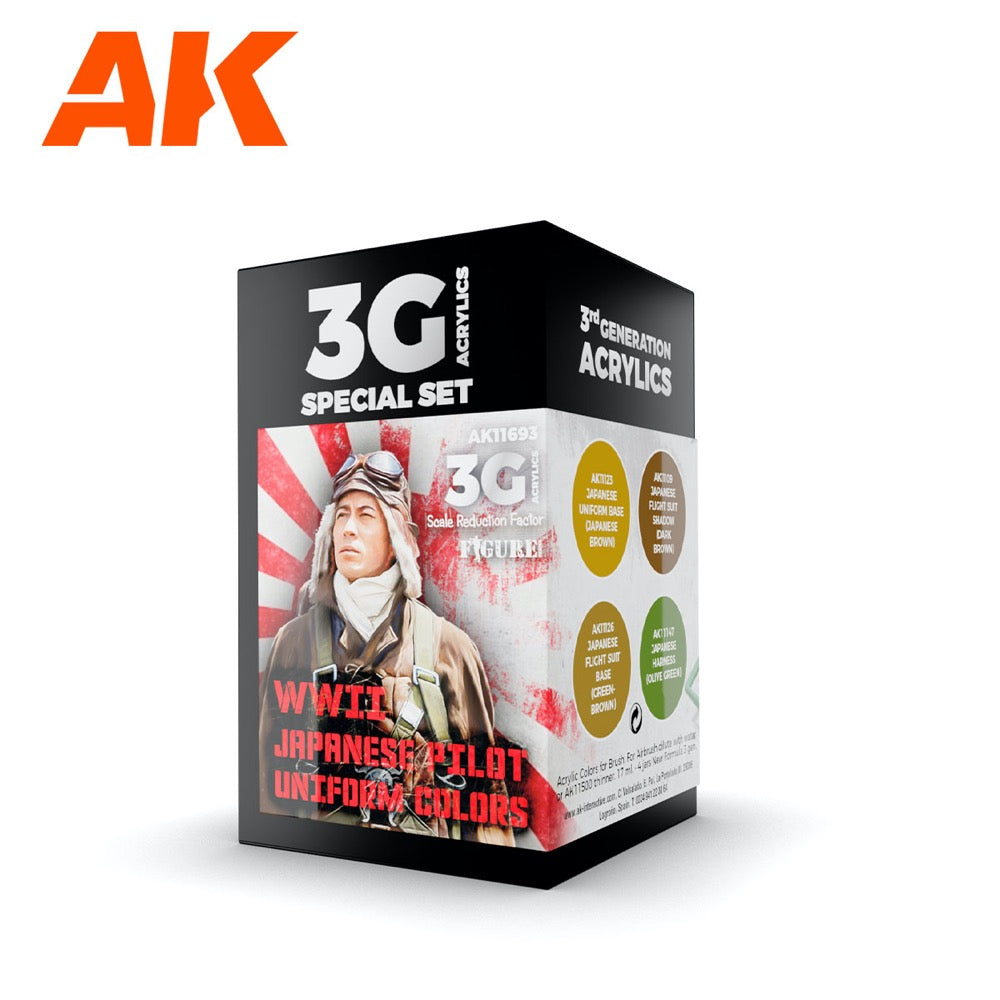 AK Interactive AK11693 Air Series WWII Japan Uniform Colors AIR (3rd Gen) - Scale Model Paint for Historical Aircraft & Military Miniatures - Perfect for Wargaming, Dioramas & Collectors