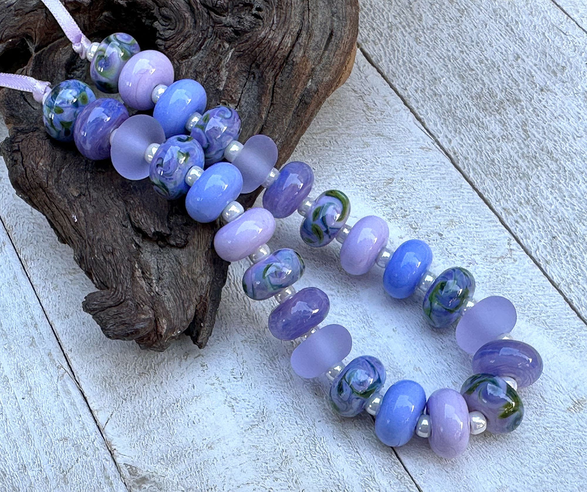 25 Mystical Twilight Purple Lampwork Glass Beads Set for Jewelry Making - DIY Bracelet, Necklace & Craft Projects - SRA Certified