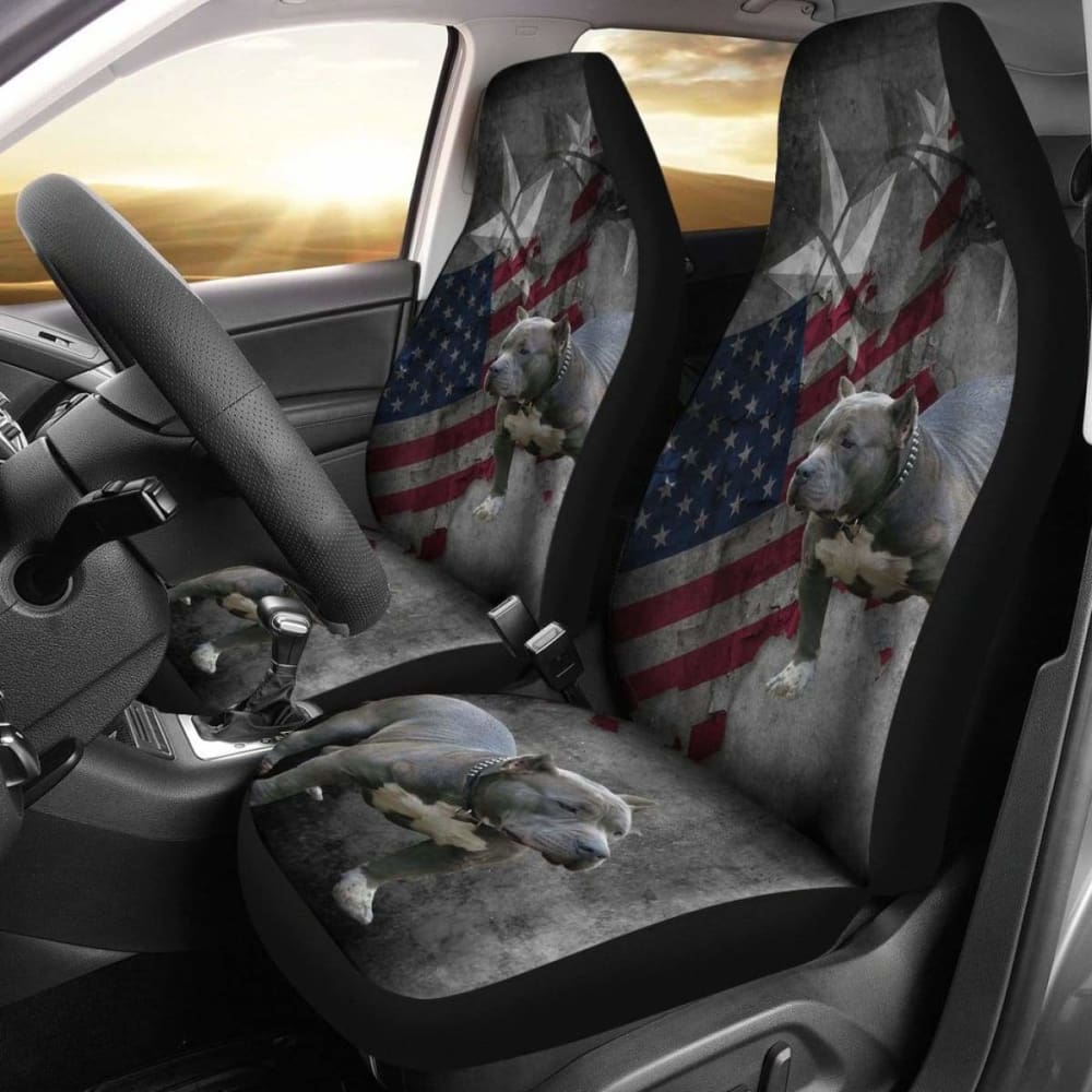 Premium American Flag Pit Bull Car Seat Cover - Durable & Stylish for Trucks, SUVs, and Pets - Perfect for Road Trips, Travel, and Patriotic Pet Lovers