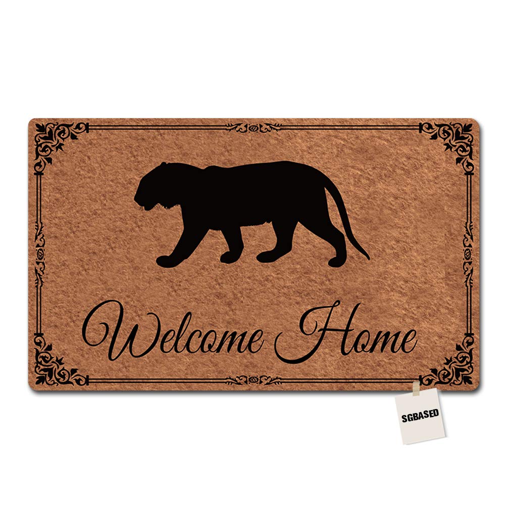 Funny Leopard Welcome Home Doormat - Non-Slip Rubber Backing, 30x18 Inches - Perfect for Entryway, Front Door, and Home Entrance Decor