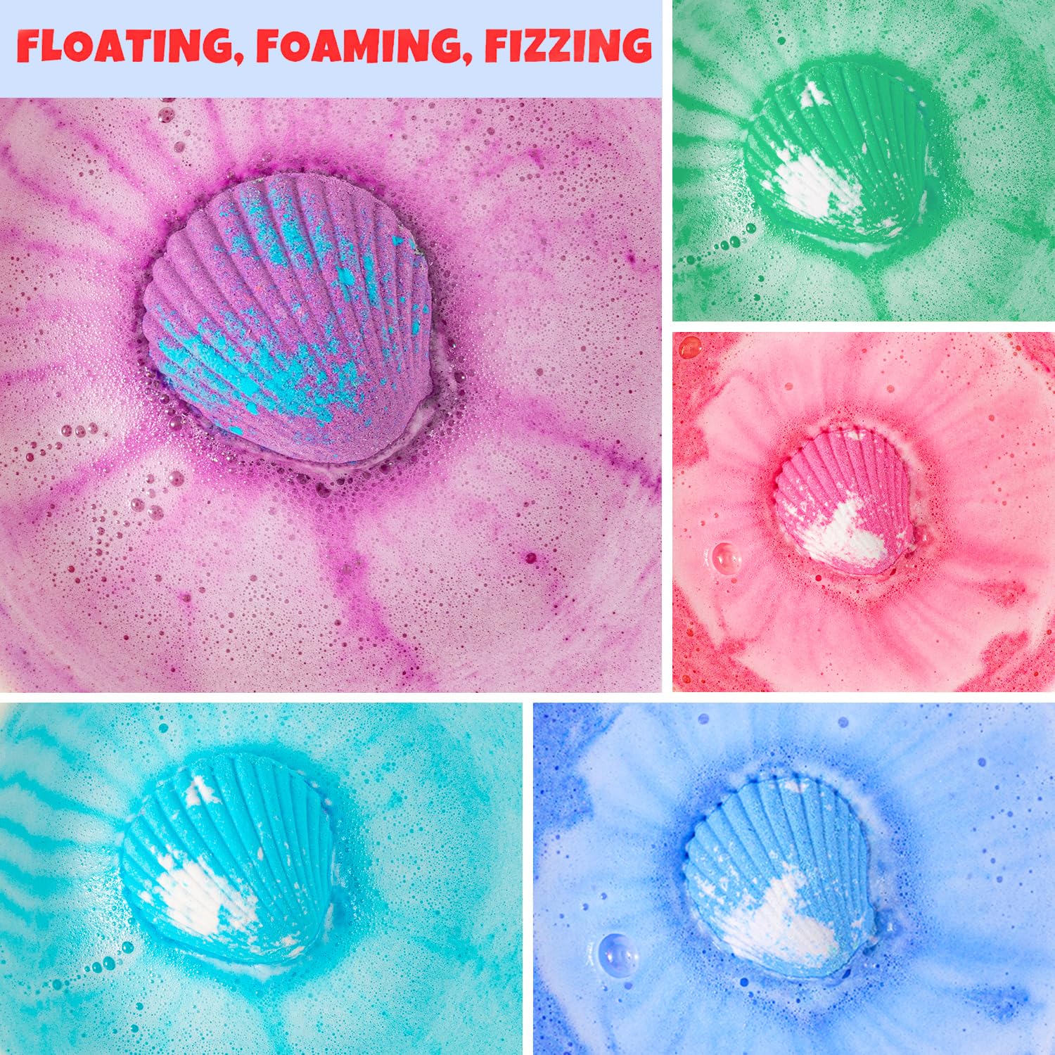 20 Pack Mermaid Bath Bombs for Kids - Surprise Inside with Princess Jewelry, Natural Organic Bubble Shell Bath Bomb Set - Perfect Birthday, Easter & Christmas Gifts for Girls - Fun Bath Time & Party Favors