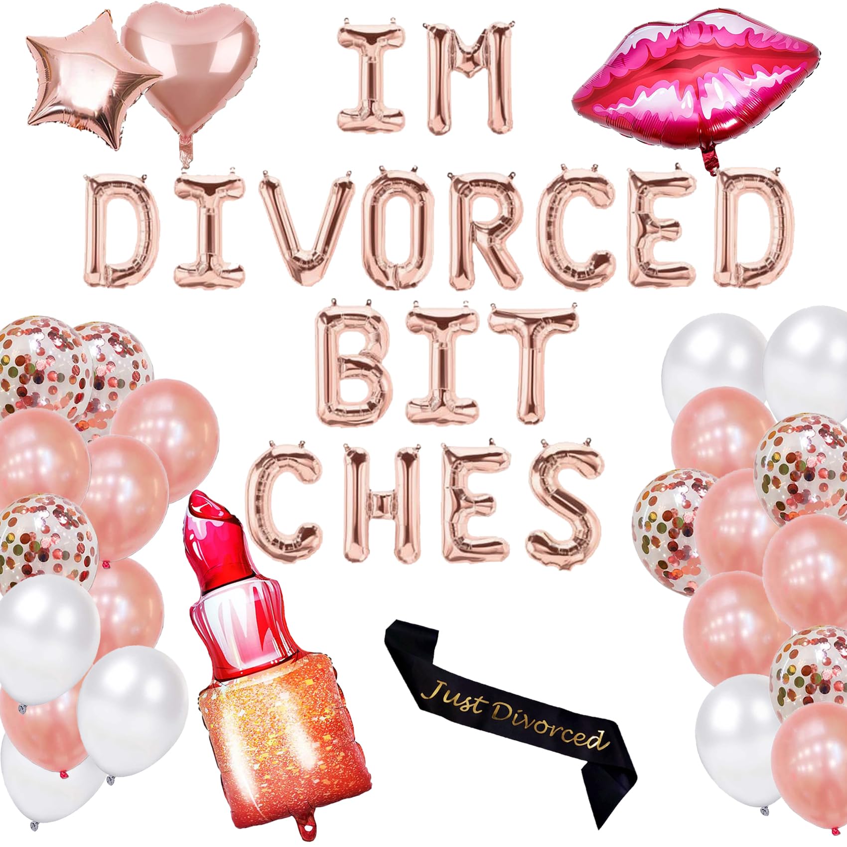 Divorce Party Decorations Kit for Women - Just Divorced Sash, Banner Sign & Balloons - Happy Divorce Party Supplies & Favors | Perfect for Bachelorette Celebrations, Girls' Night Out & New Beginnings Parties