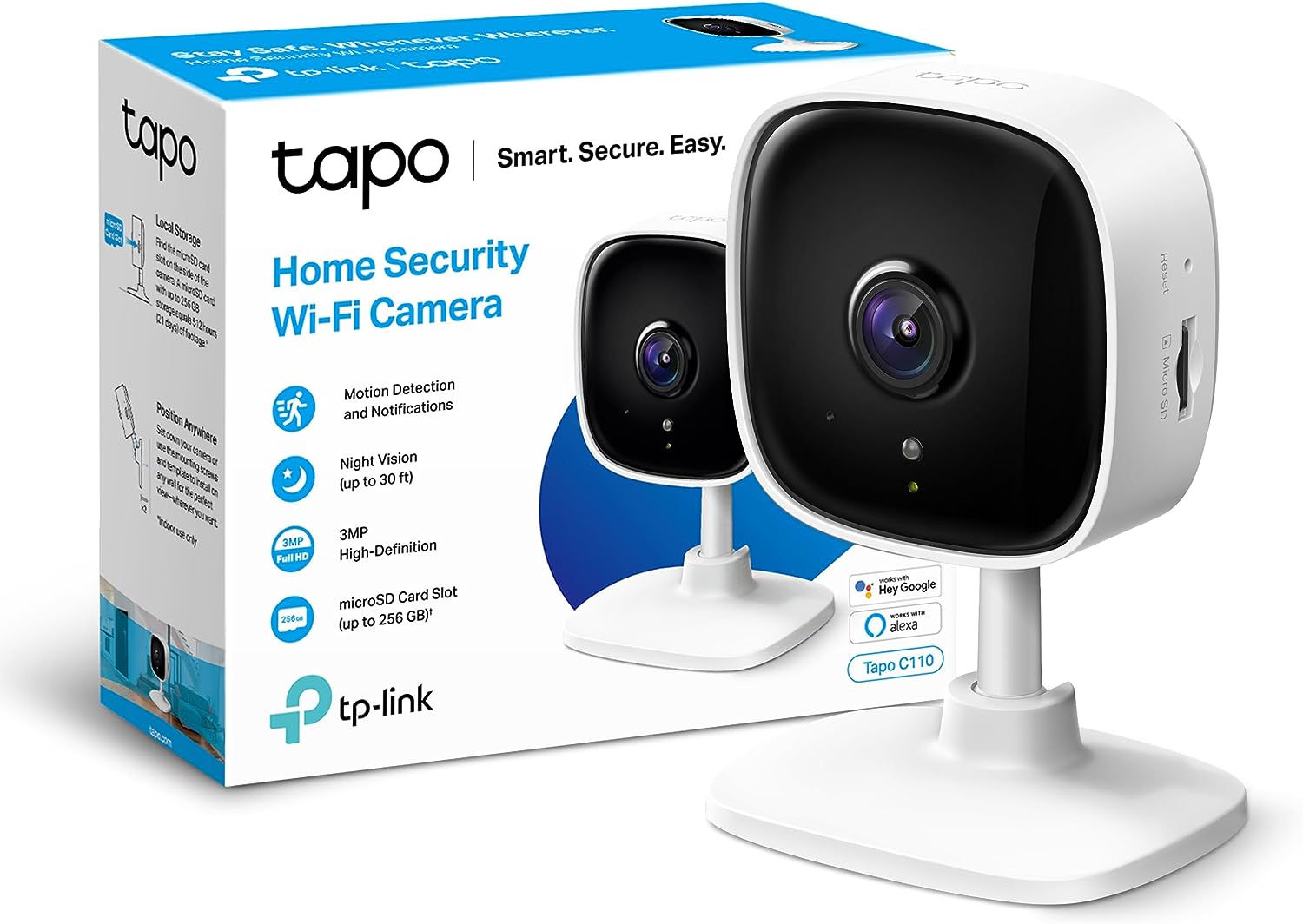 TP-Link Full HD 3MP Indoor WiFi Security Camera - 1080p Night Vision, 2-Way Audio, Motion Detection for Home & Office Surveillance
